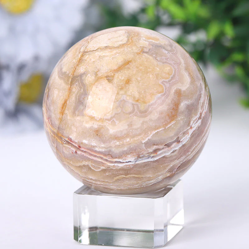 Crazy Agate Crystal Sphere 2.5-4.5" Healing Energy Orb - Image 3