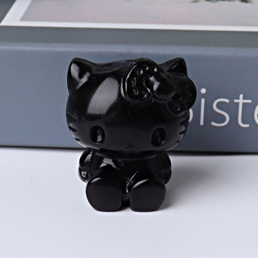 1.85 inch Crystal Cats Figurine in Obsidian, Aventurine, Howlite - Image 5