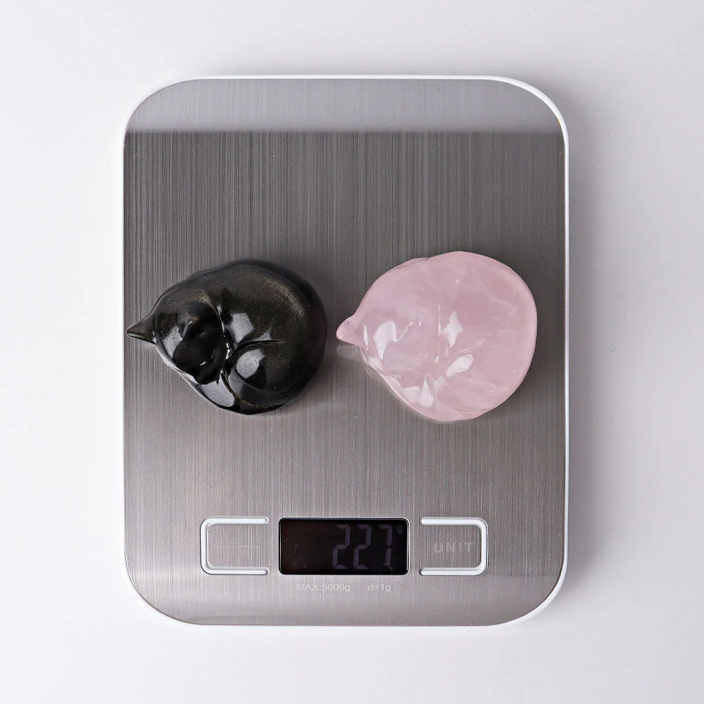 2.1 inch Crystal Cat Carvings in Rose Quartz & More - Image 12