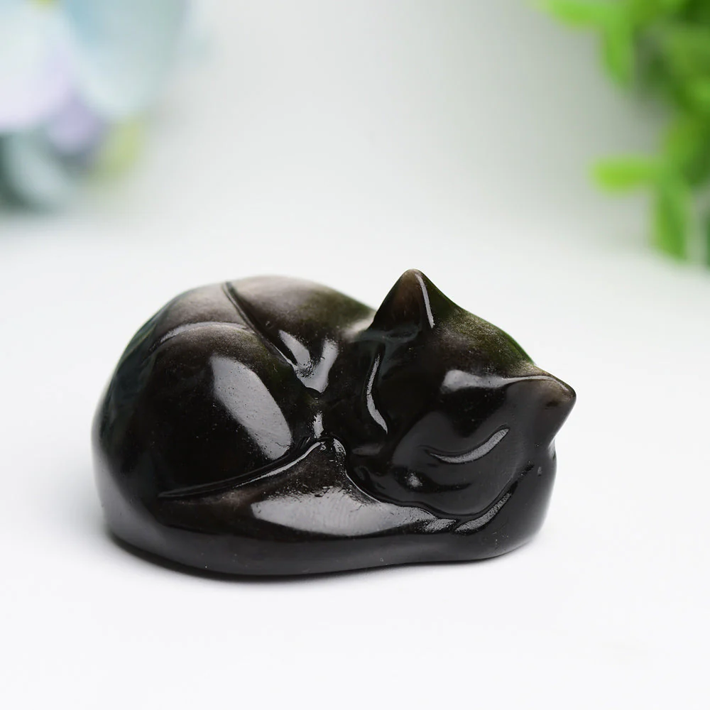 2.1 inch Crystal Cat Carvings in Rose Quartz & More - Image 6