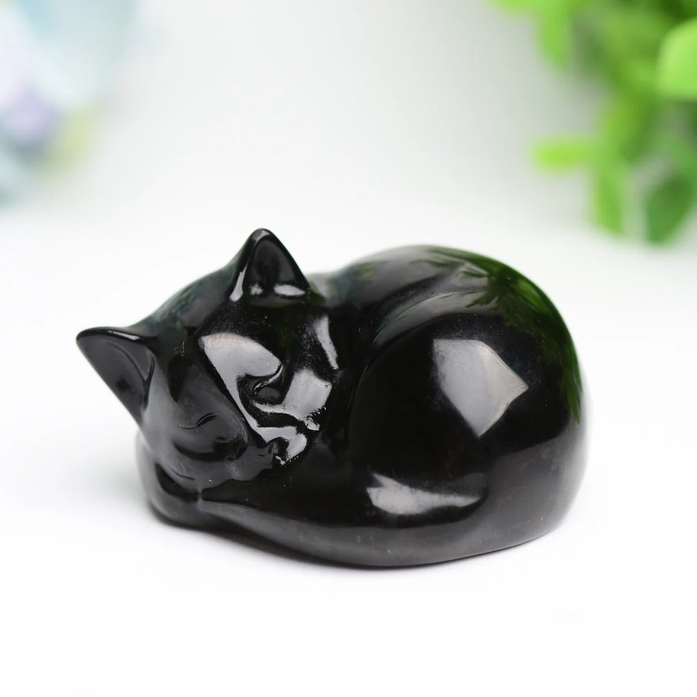 2.1 inch Crystal Cat Carvings in Rose Quartz & More - Image 7