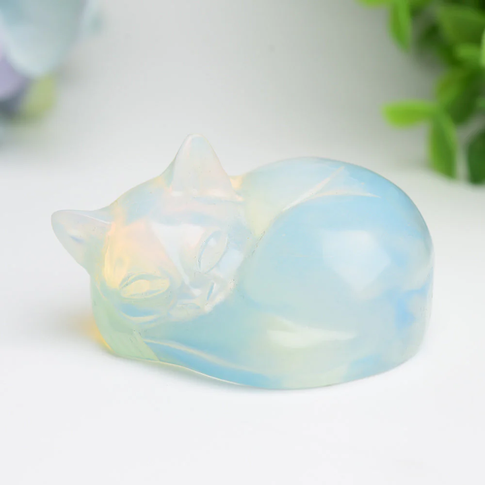 2.1 inch Crystal Cat Carvings in Rose Quartz & More - Image 8