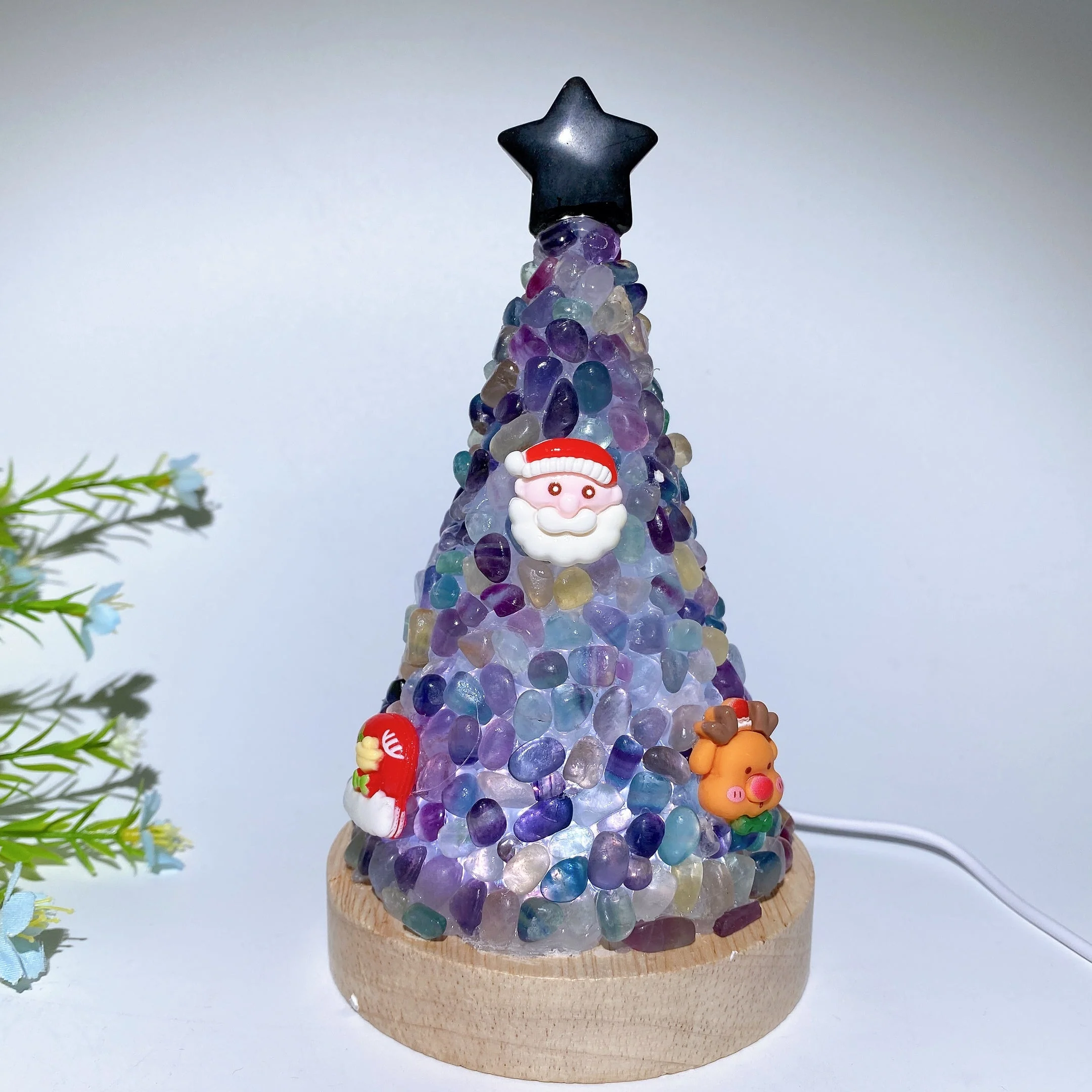 17.5cm Crystal Chips Christmas Tree Lamp for Healing - Image 10
