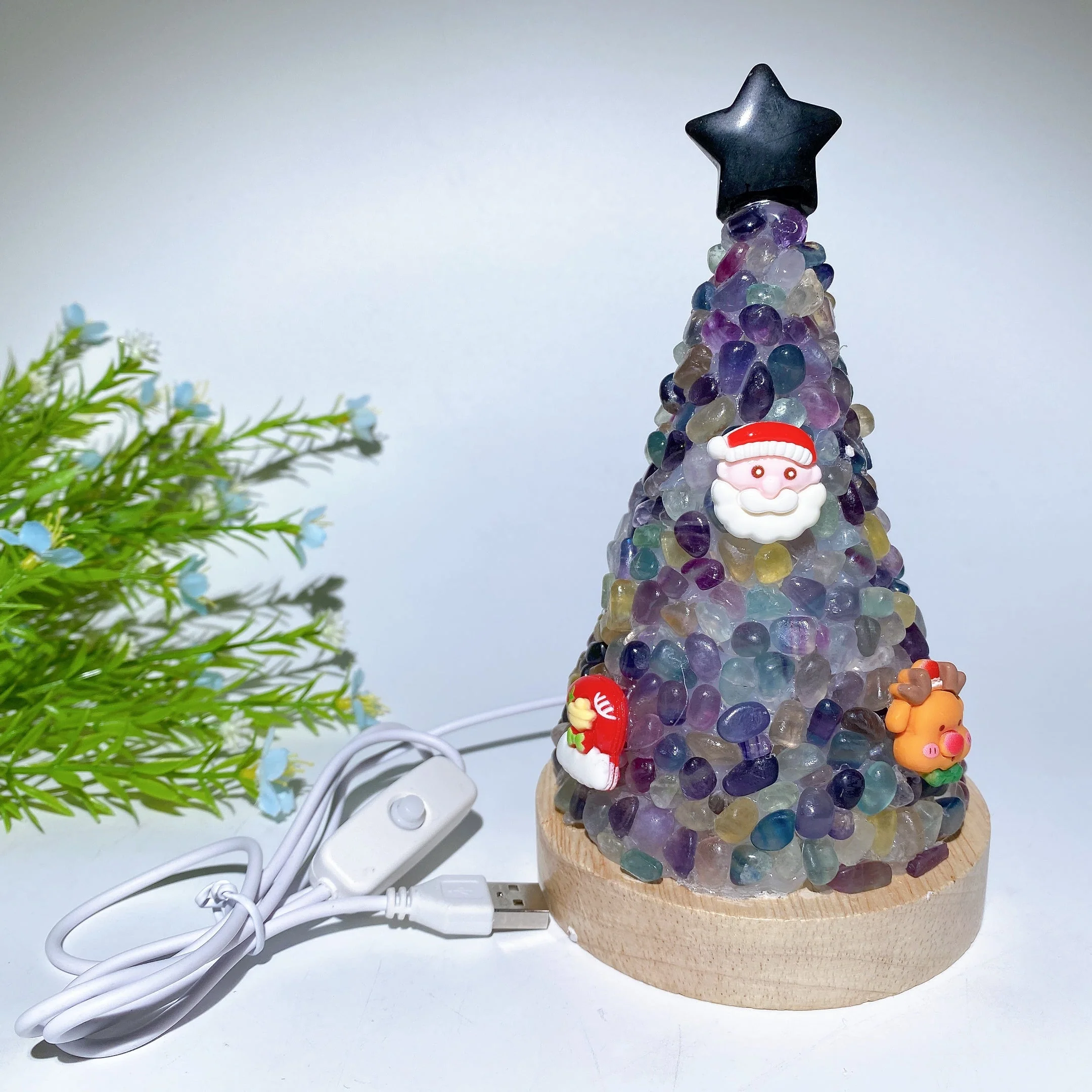 17.5cm Crystal Chips Christmas Tree Lamp for Healing - Image 11