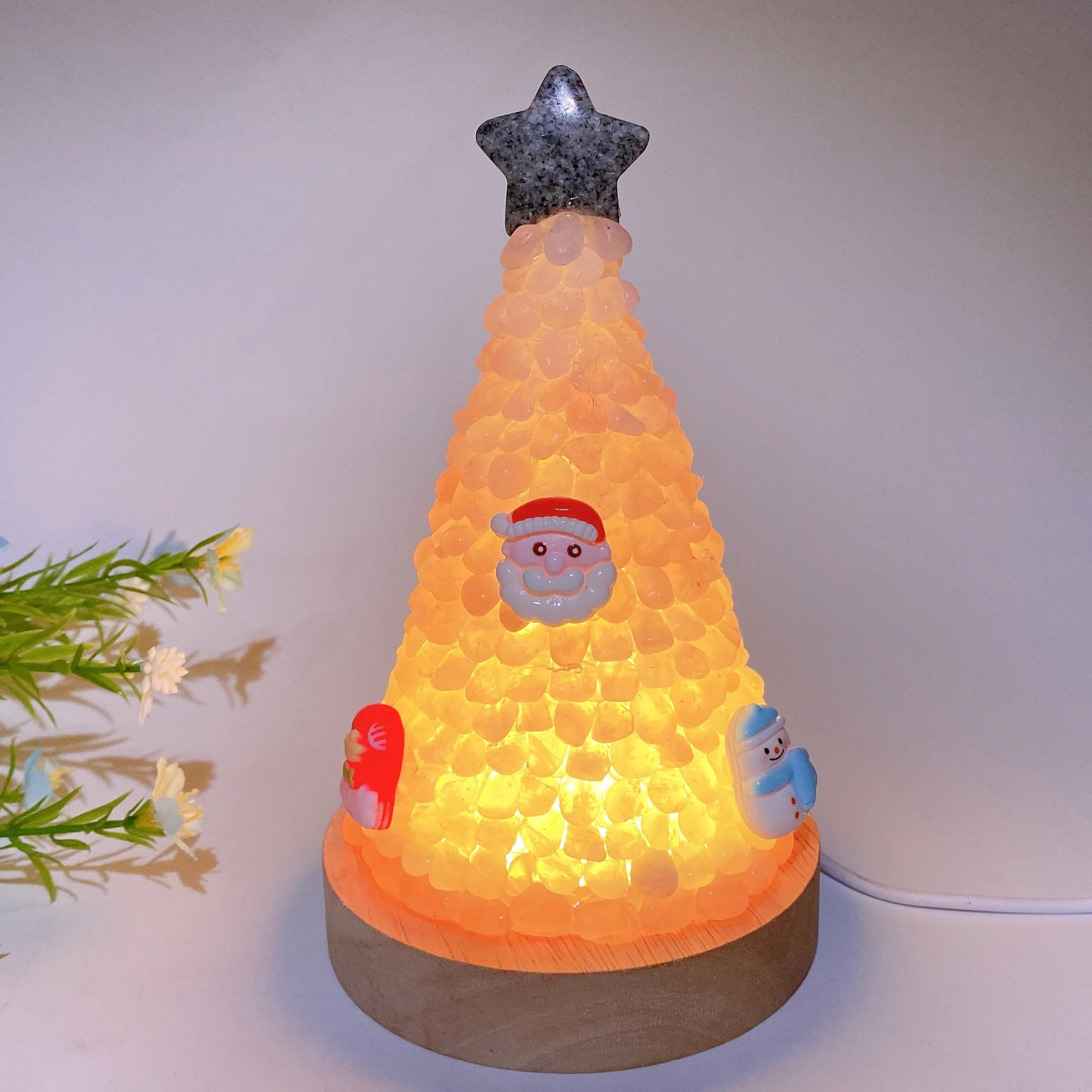 17.5cm Crystal Chips Christmas Tree Lamp for Healing - Image 3