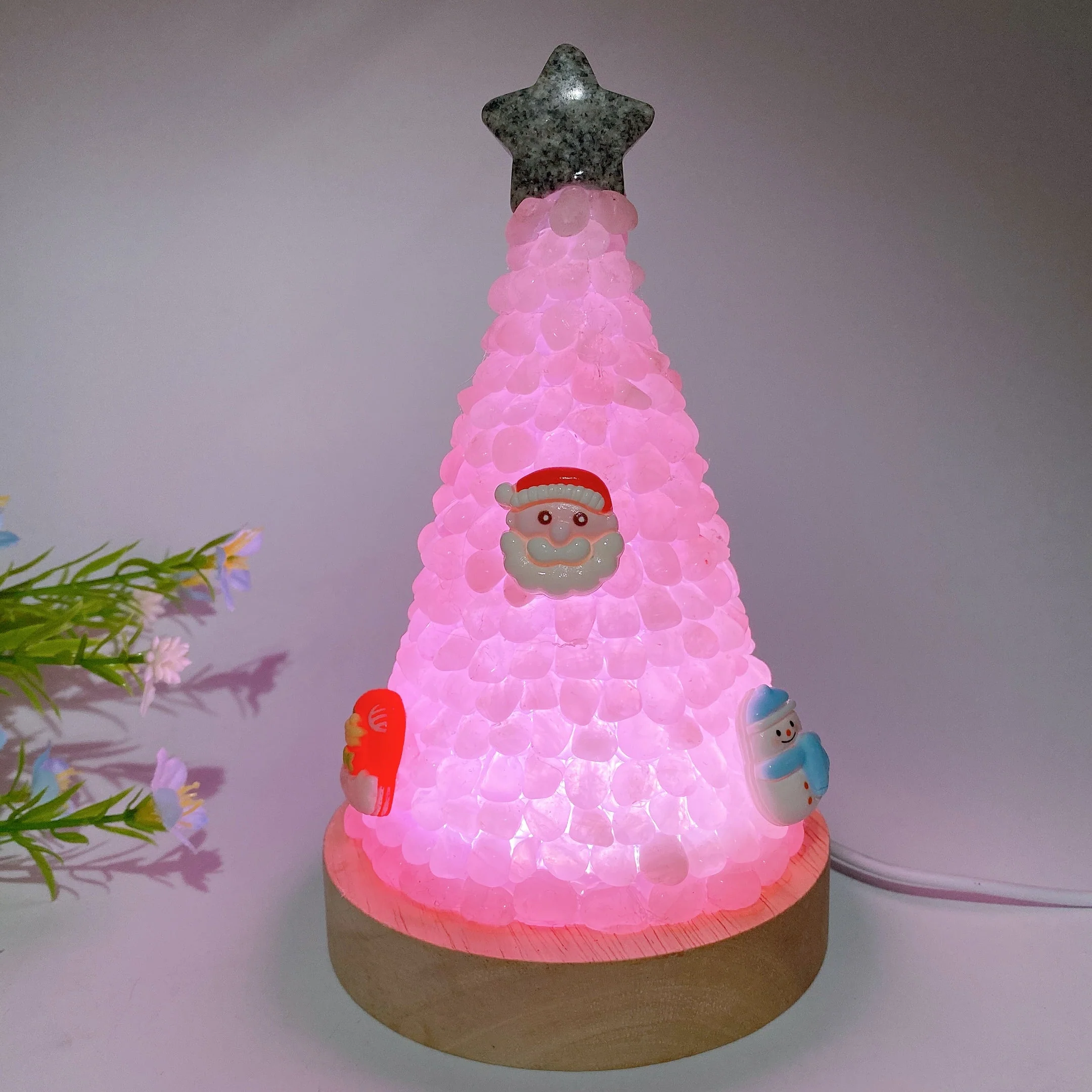 17.5cm Crystal Chips Christmas Tree Lamp for Healing - Image 4