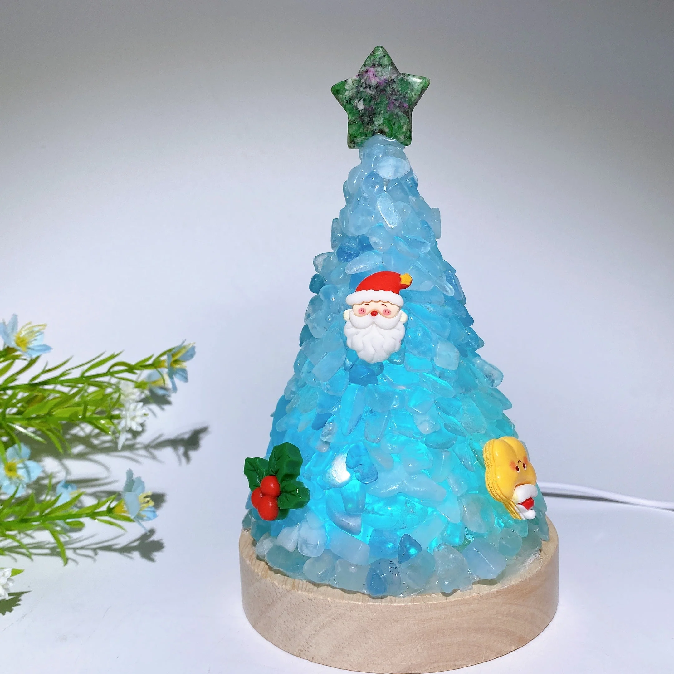 17.5cm Crystal Chips Christmas Tree Lamp for Healing - Image 7