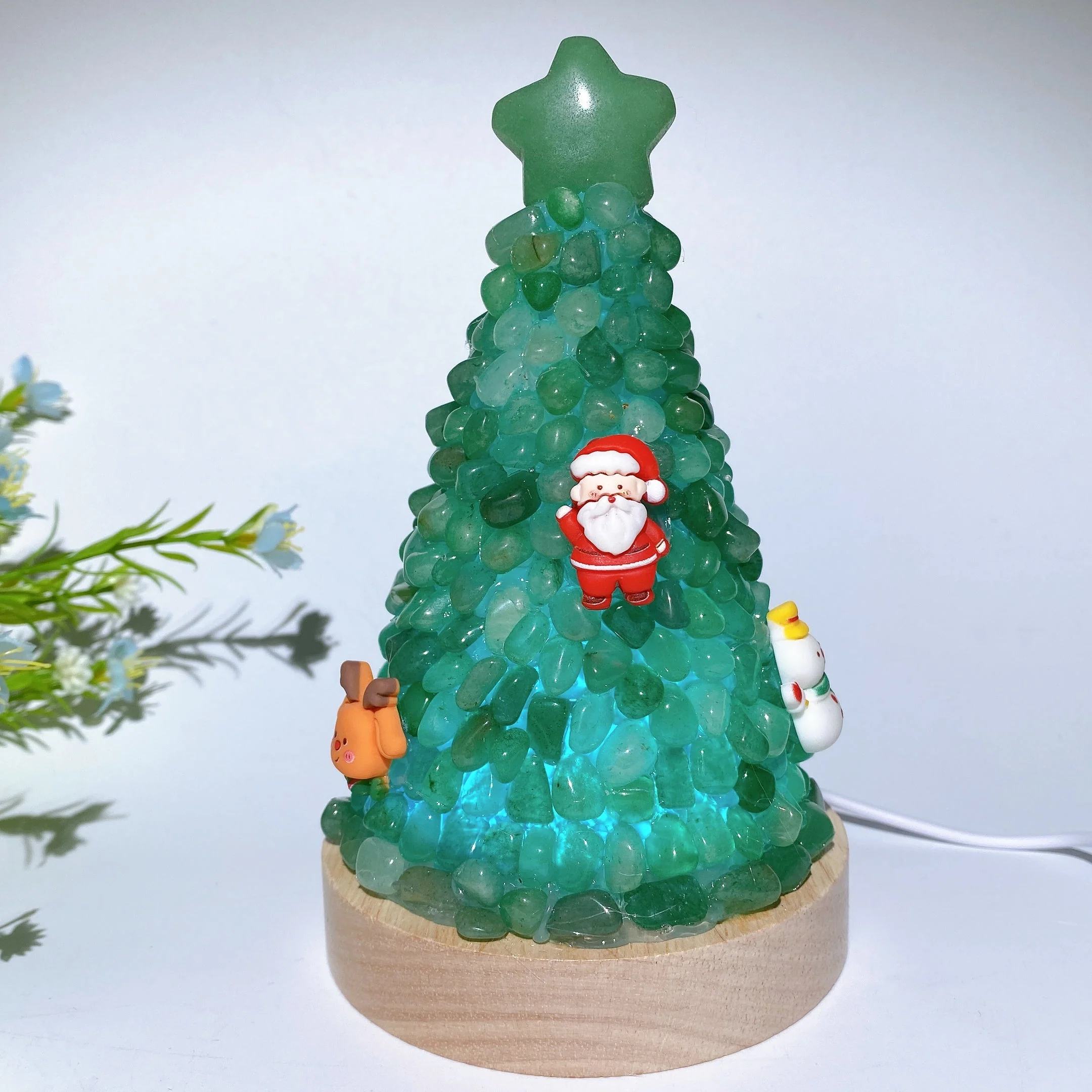 17.5cm Crystal Chips Christmas Tree Lamp for Healing - Image 8