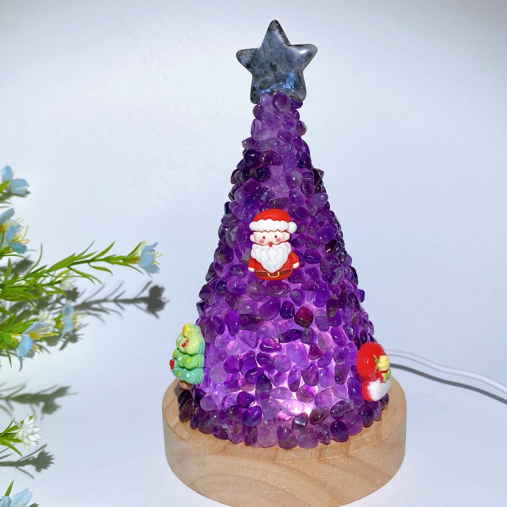 17.5cm Crystal Chips Christmas Tree Lamp for Healing - Image 9