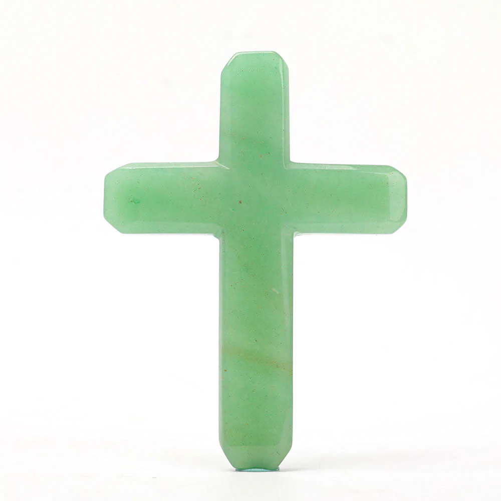 Crystal Cross Figurines 3.57in Hand-Carved Gemstones - Image 4