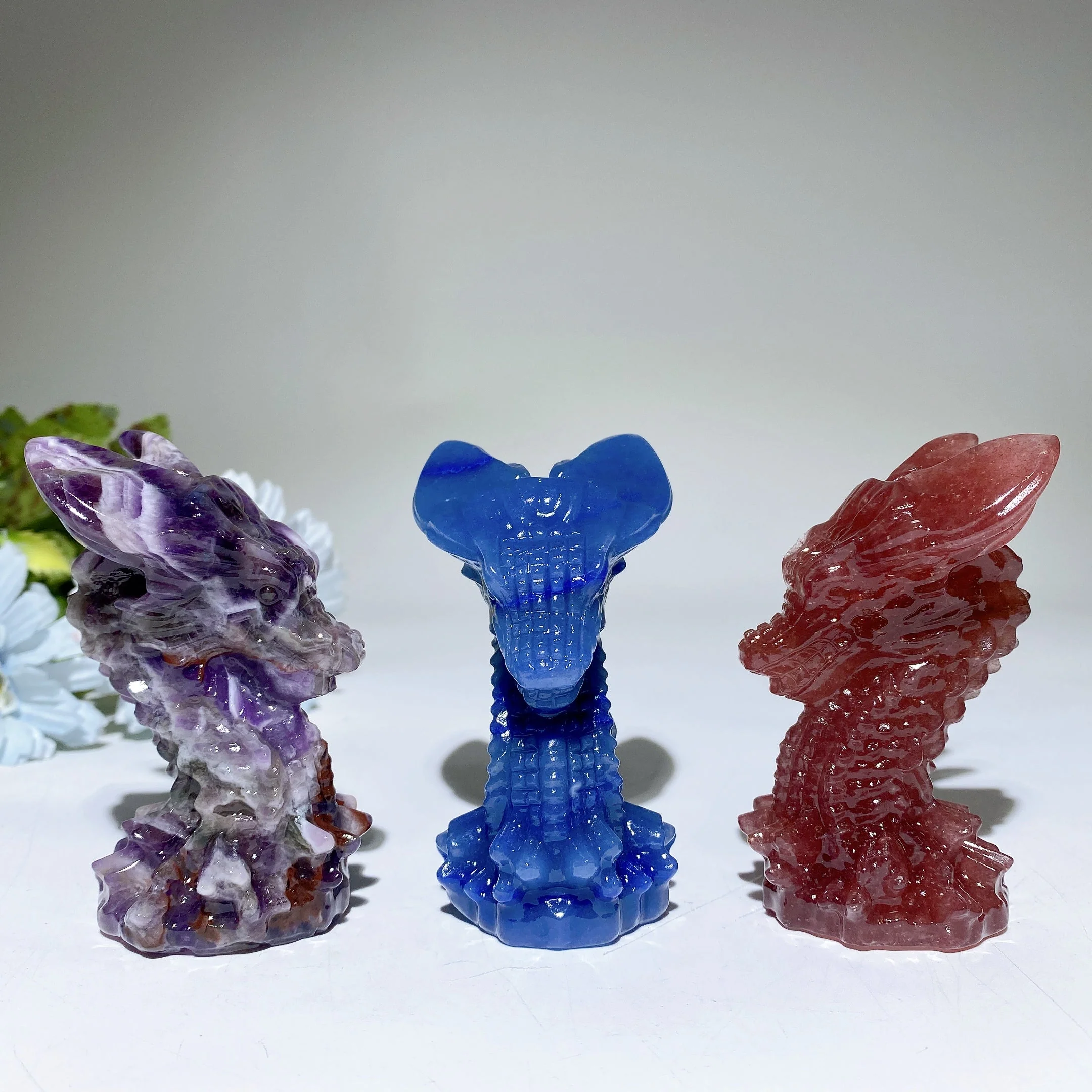 3.2 inch Crystal Dragon Head Carving for Healing Energy