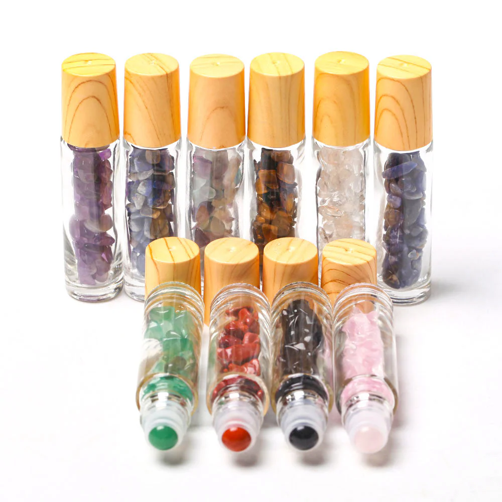 3.4 Inch Crystal Healing Oil Rollers Set with 10 Gemstones - Image 2