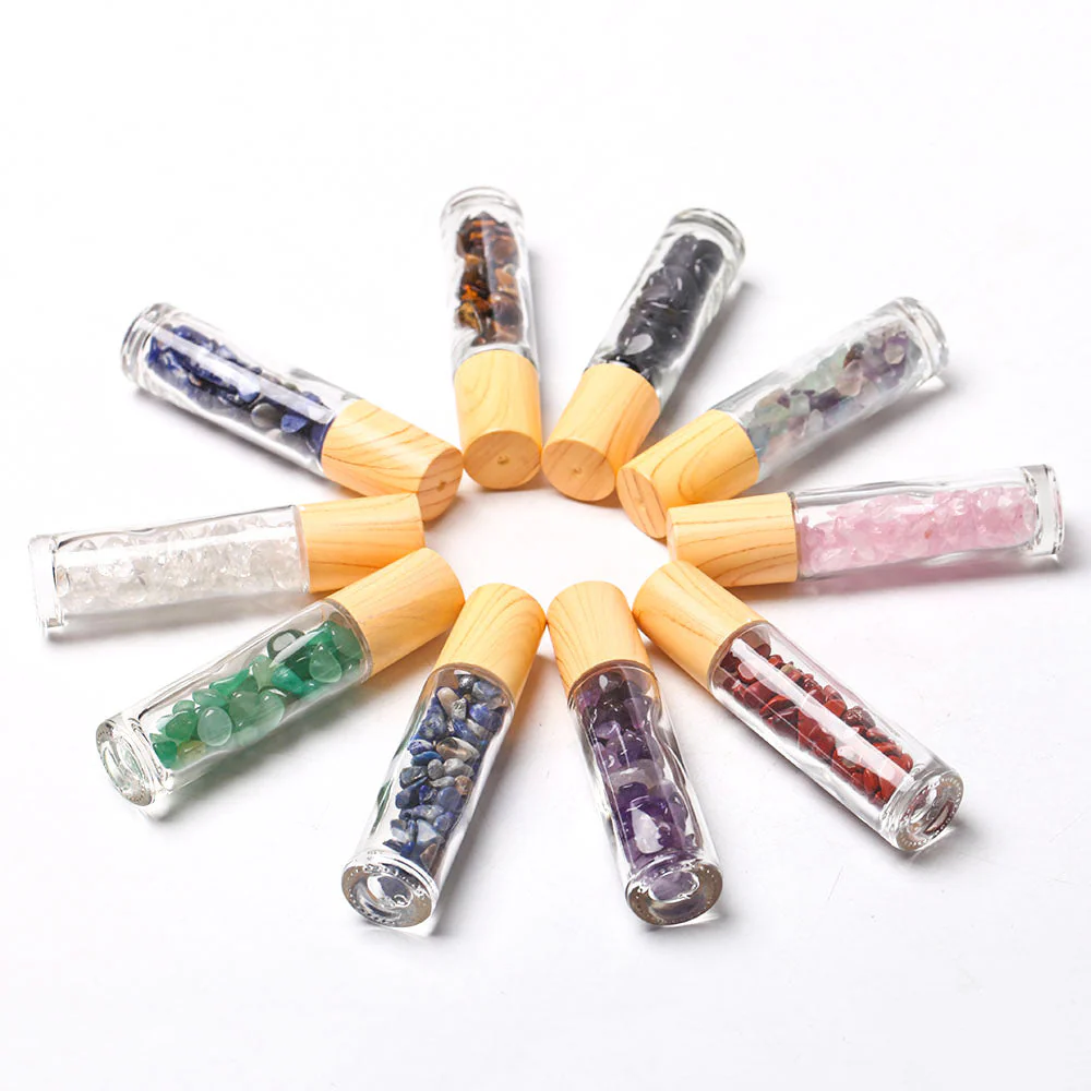 3.4 Inch Crystal Healing Oil Rollers Set with 10 Gemstones - Image 4