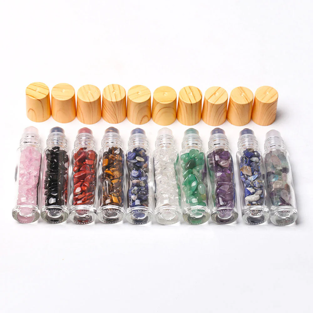 3.4 Inch Crystal Healing Oil Rollers Set with 10 Gemstones - Image 5