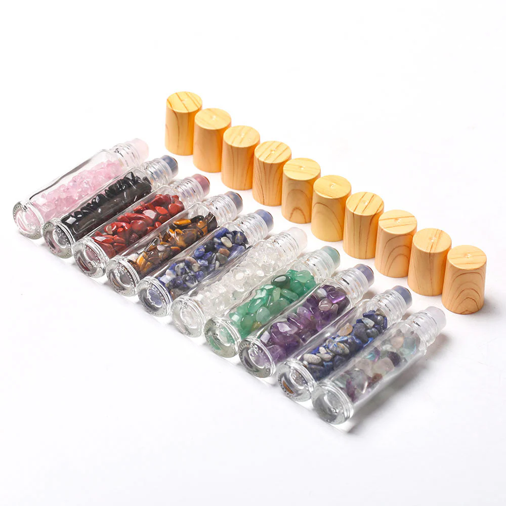 3.4 Inch Crystal Healing Oil Rollers Set with 10 Gemstones - Image 6
