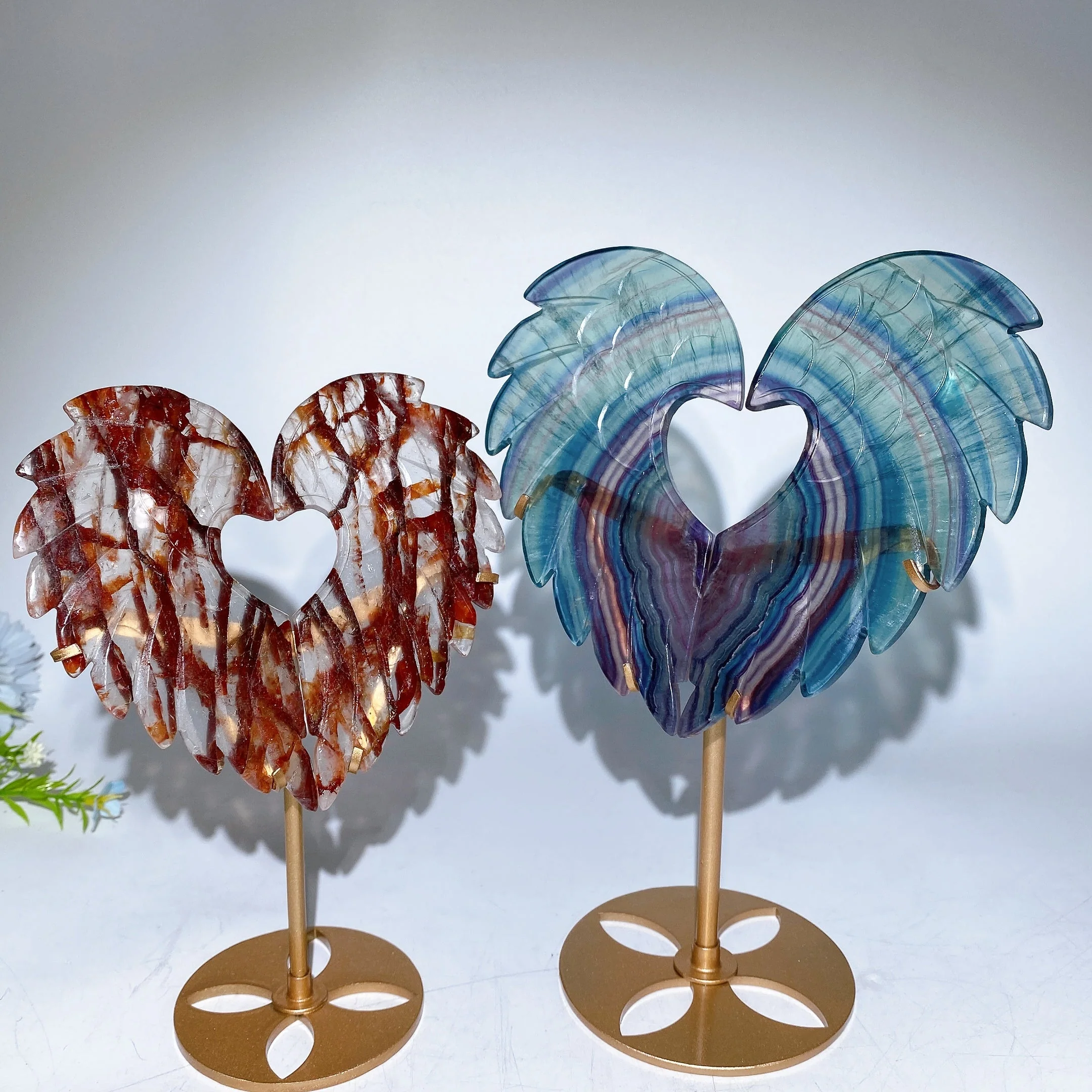 Crystal Heart Wings Gemstone Figurines with Stand 25cm - Image 2