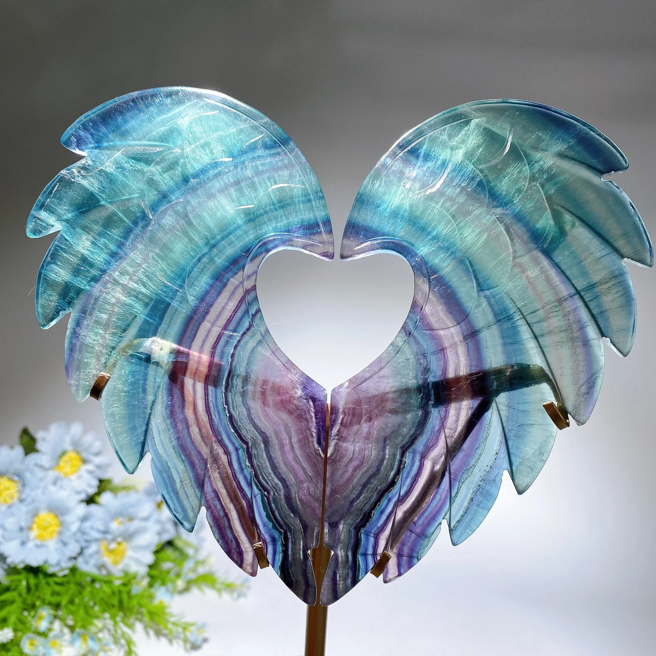 Crystal Heart Wings Gemstone Figurines with Stand 25cm - Image 3