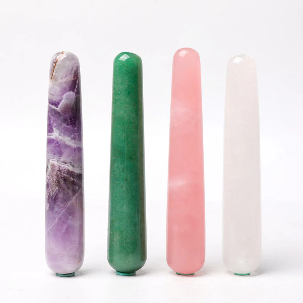 4pcs Natural Crystal Message Wand Set | 4 Inch Healing Wands - Image 3