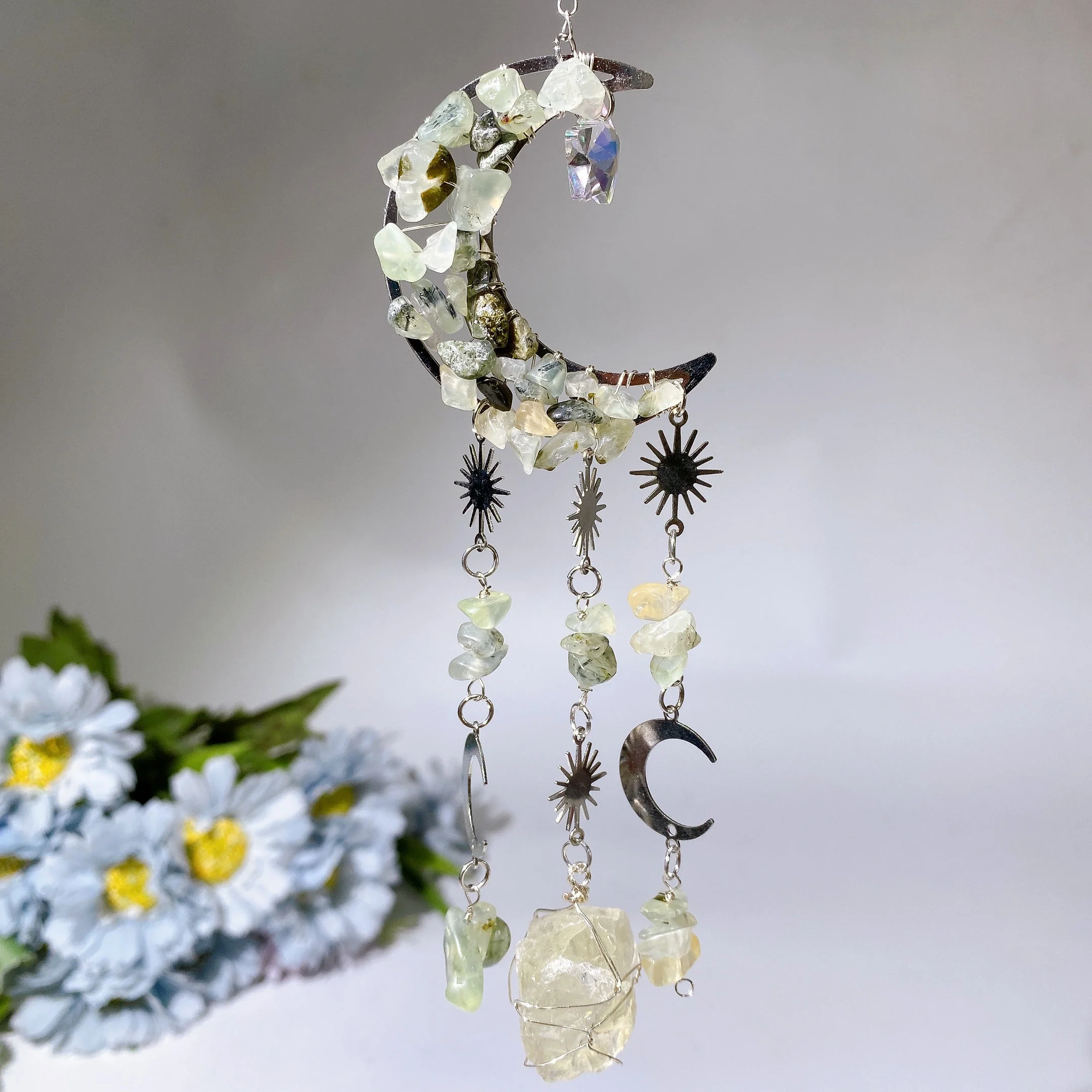 Crystal Moon Shape Suncatcher with Healing Chips 25-28cm - Image 12