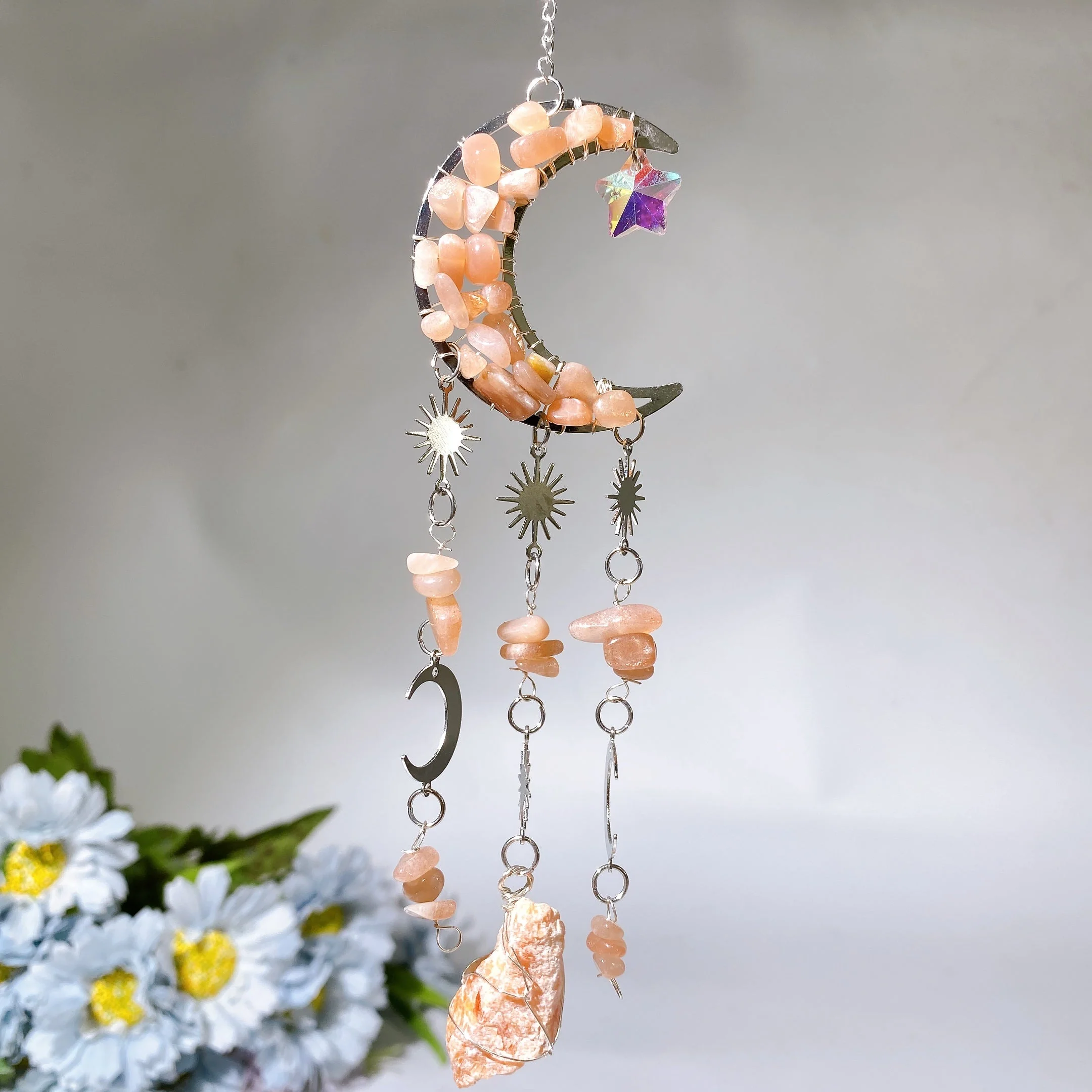 Crystal Moon Shape Suncatcher with Healing Chips 25-28cm - Image 7