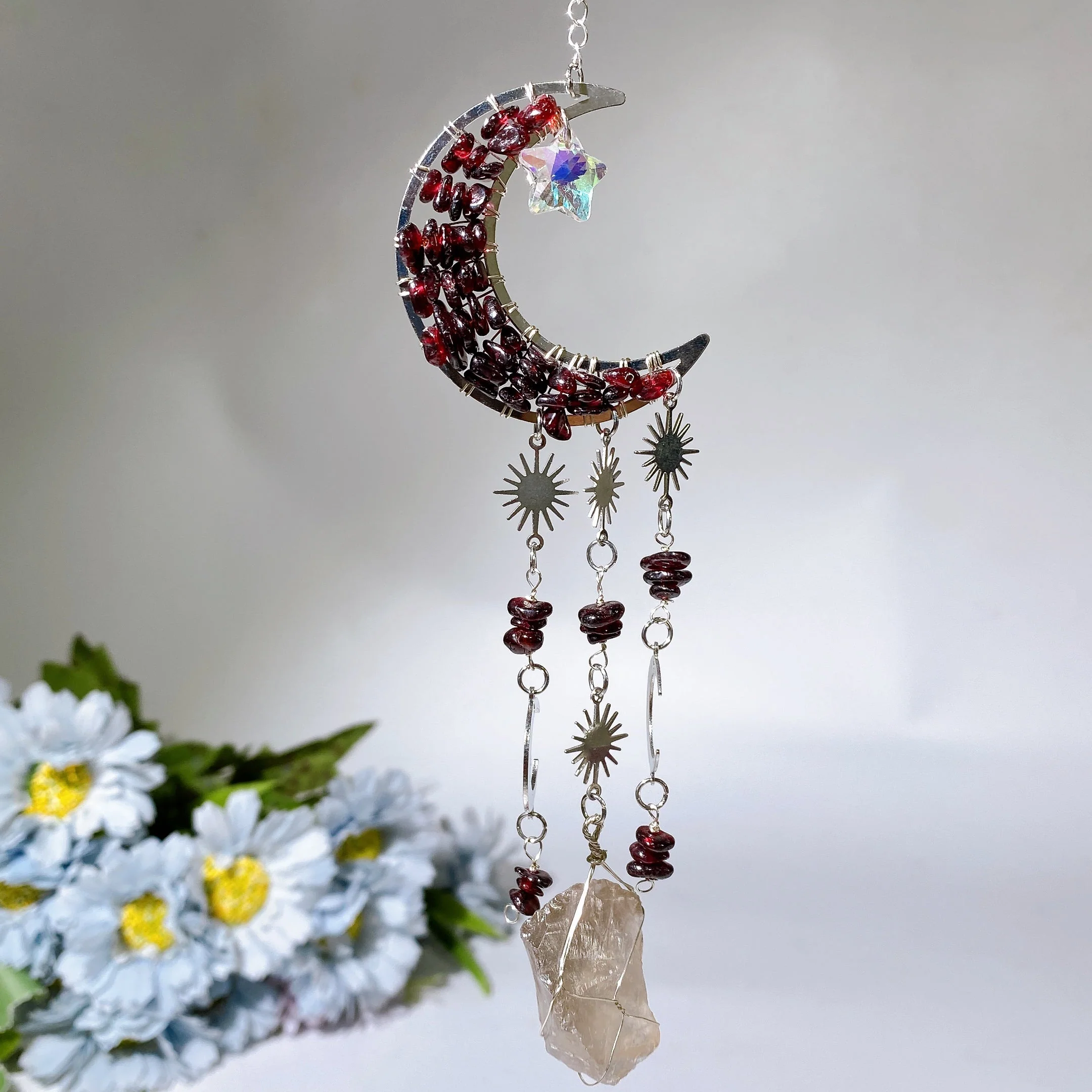 Crystal Moon Shape Suncatcher with Healing Chips 25-28cm - Image 9