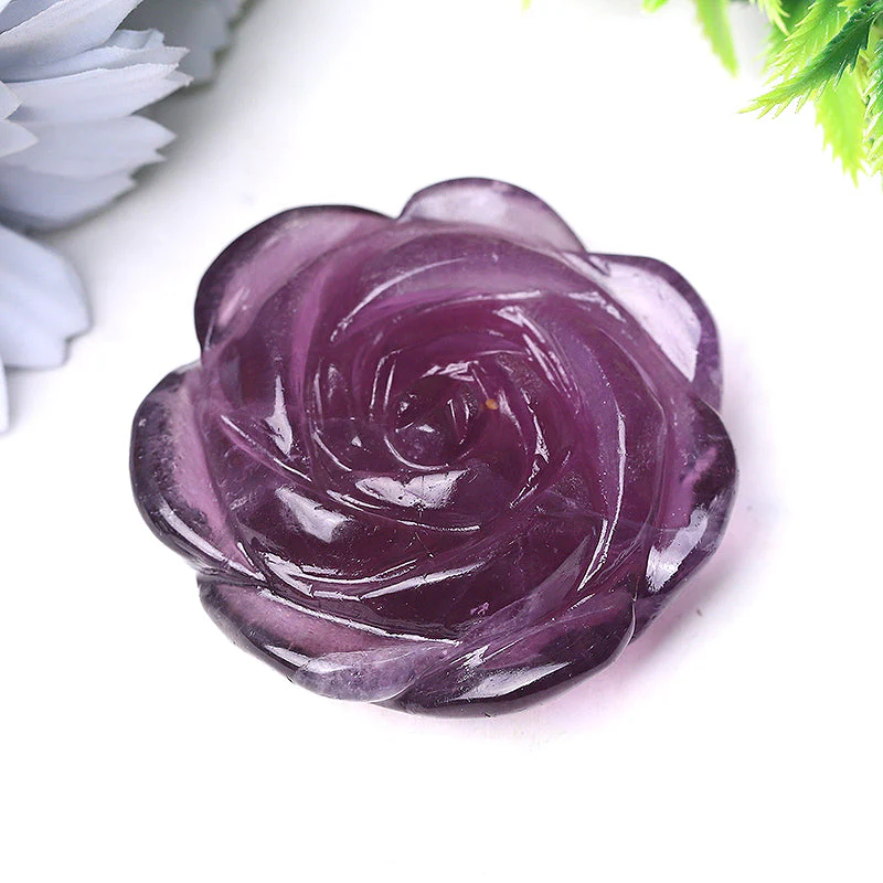 2-Inch Crystal Rose Flower Figurines Hand-Carved - Image 5