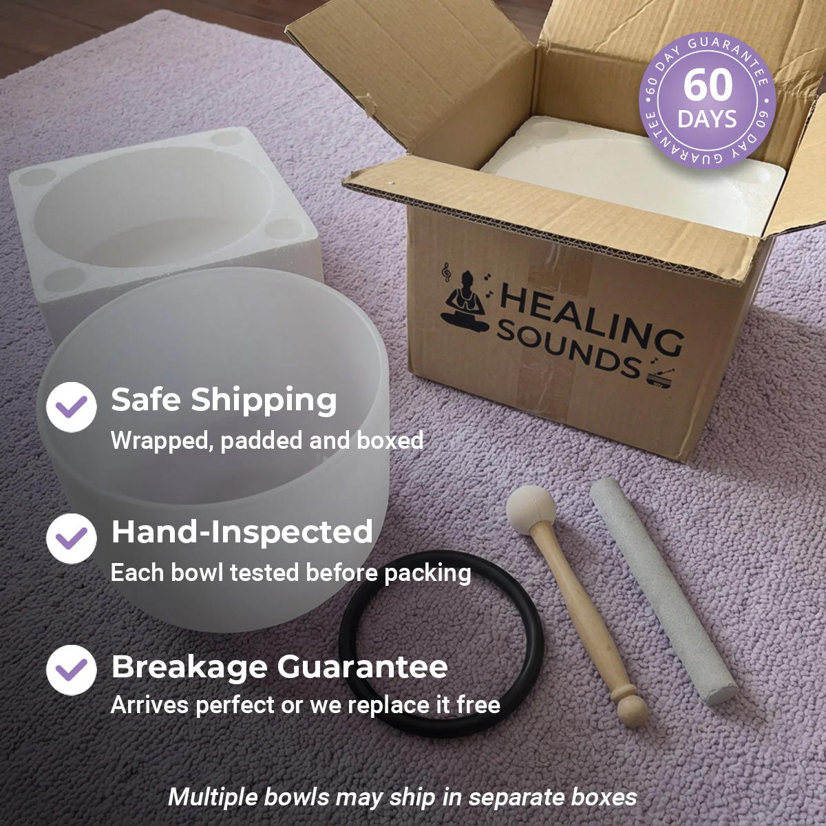 Clear Quartz Singing Bowl with Handle - Image 9