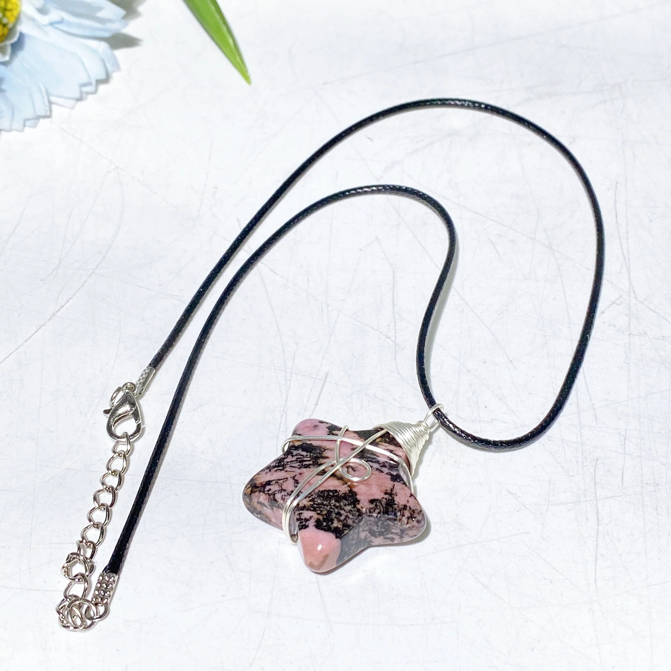 Crystal Star Pendant with Black Cord Necklace - Image 2