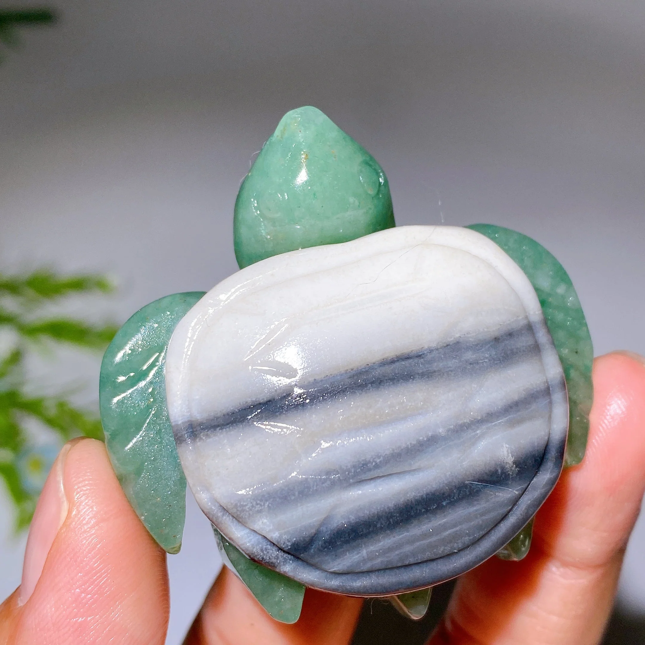2.0-2.2" Crystal Turtle with Green Aventurine Base Healing Figurine - Image 10