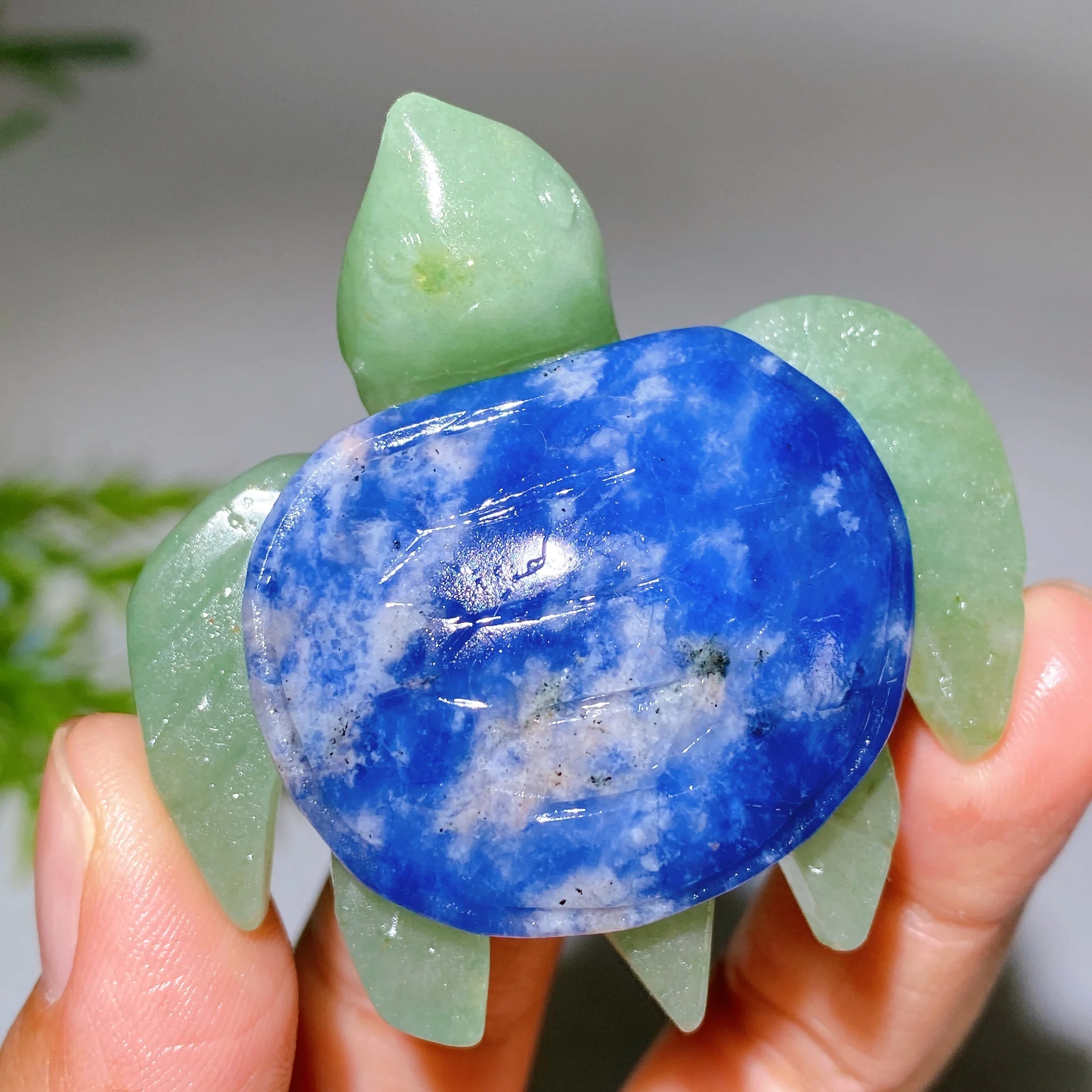 2.0-2.2" Crystal Turtle with Green Aventurine Base Healing Figurine - Image 11