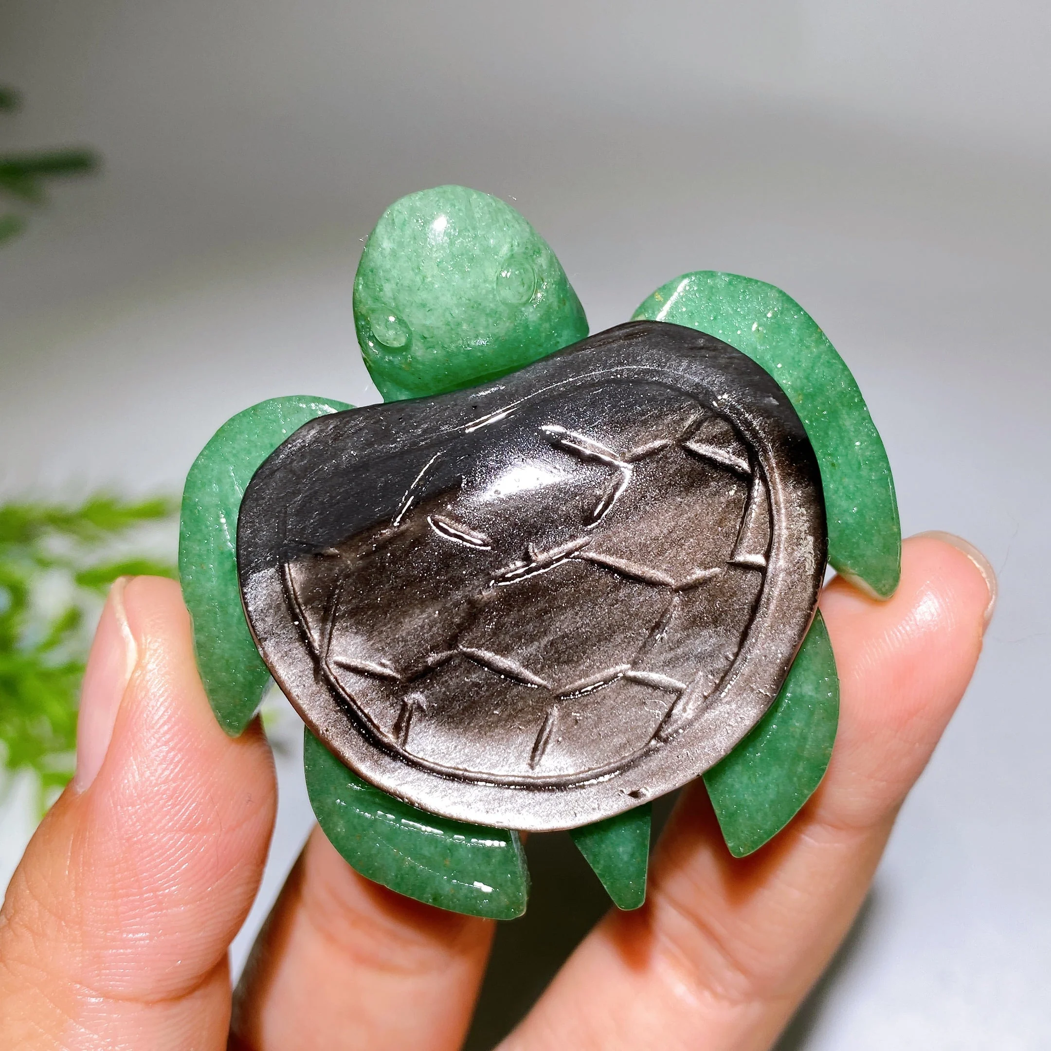 2.0-2.2" Crystal Turtle with Green Aventurine Base Healing Figurine - Image 2