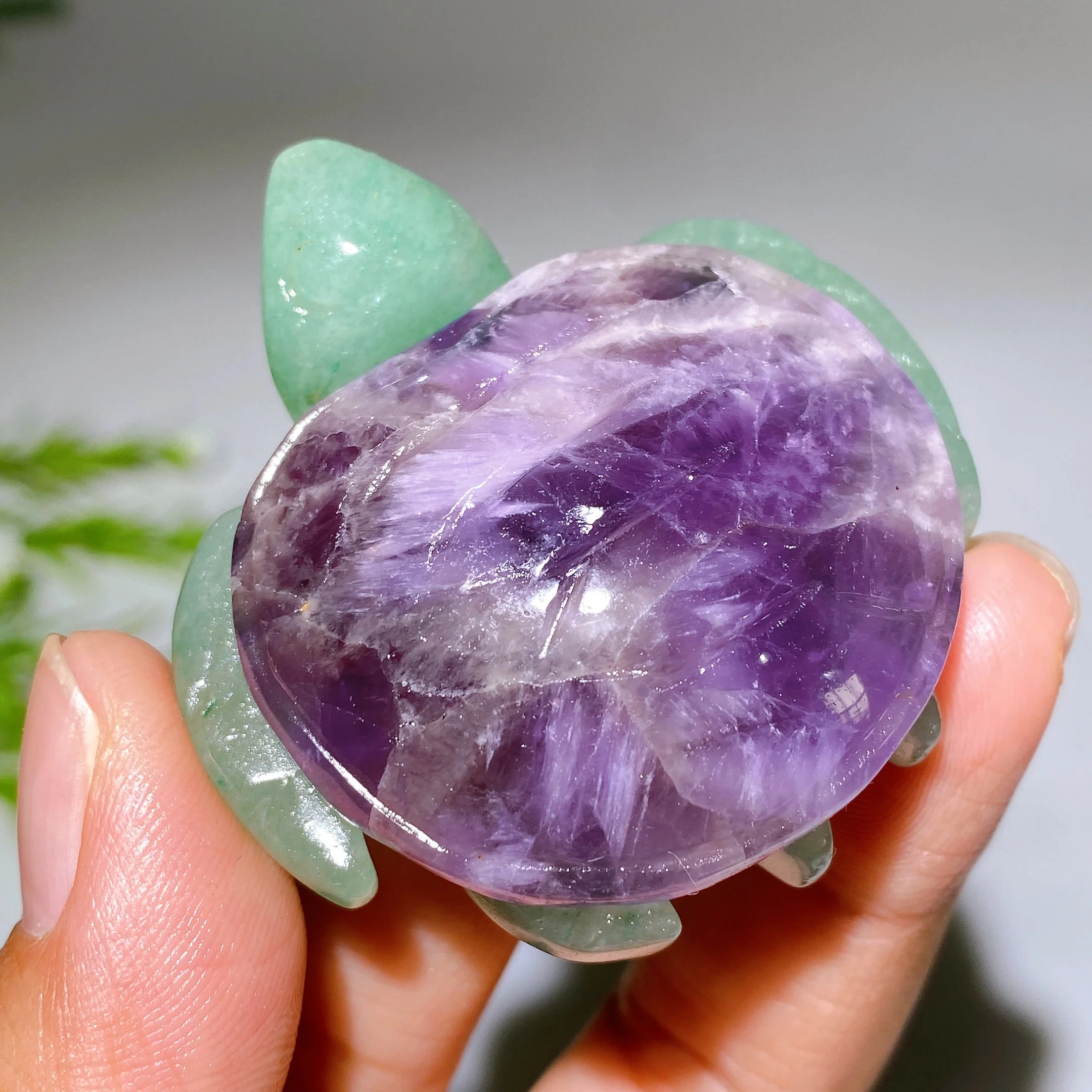 2.0-2.2" Crystal Turtle with Green Aventurine Base Healing Figurine - Image 3
