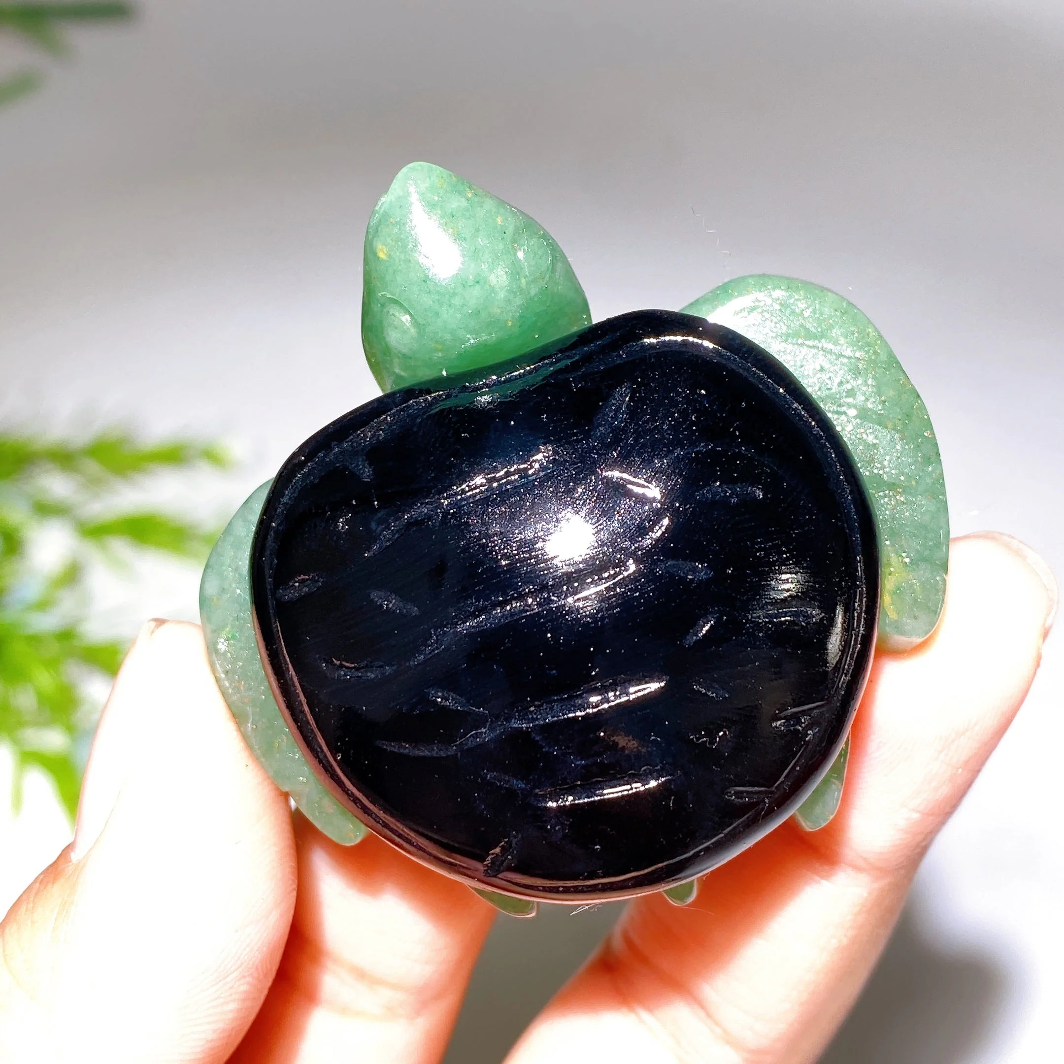 2.0-2.2" Crystal Turtle with Green Aventurine Base Healing Figurine - Image 4