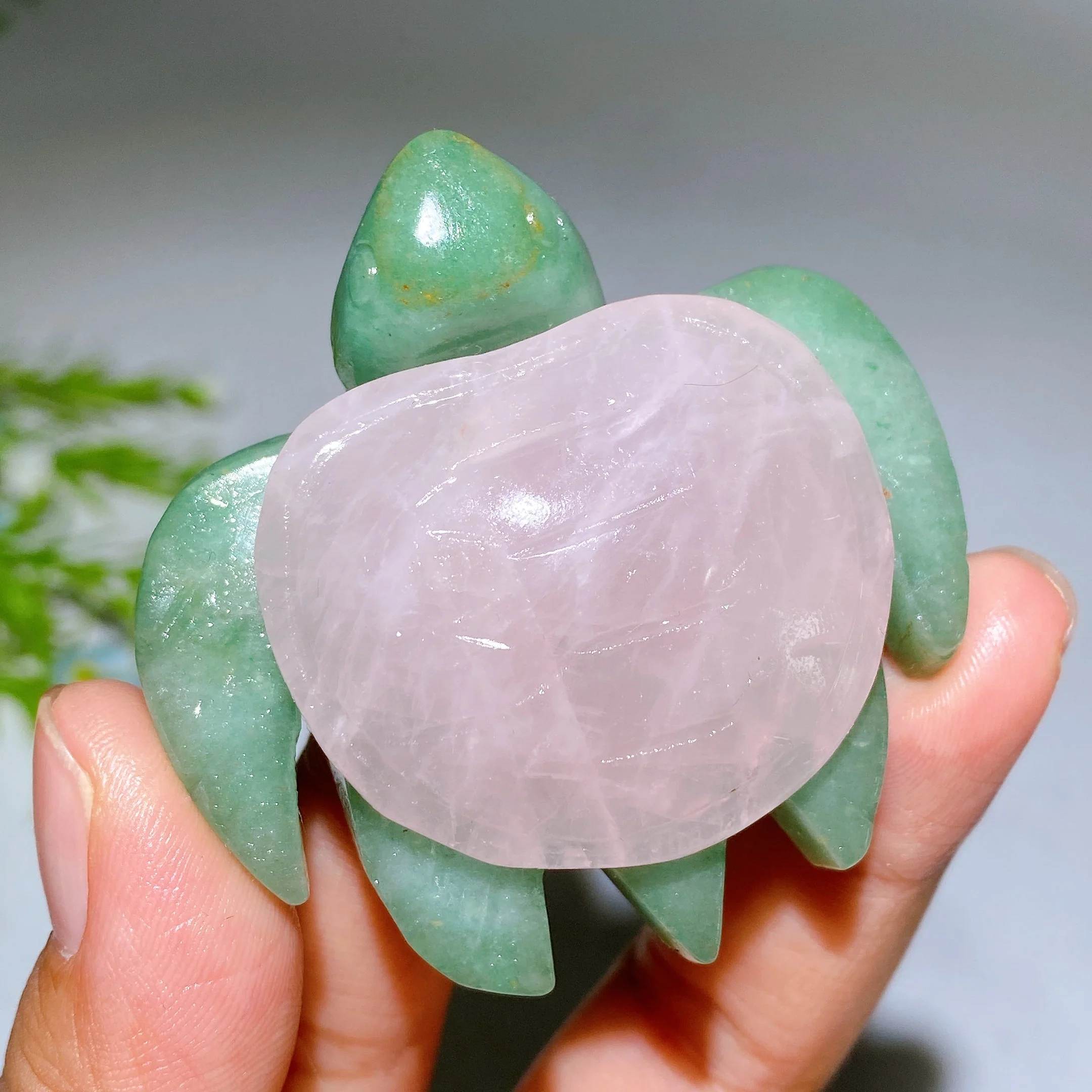 2.0-2.2" Crystal Turtle with Green Aventurine Base Healing Figurine - Image 5