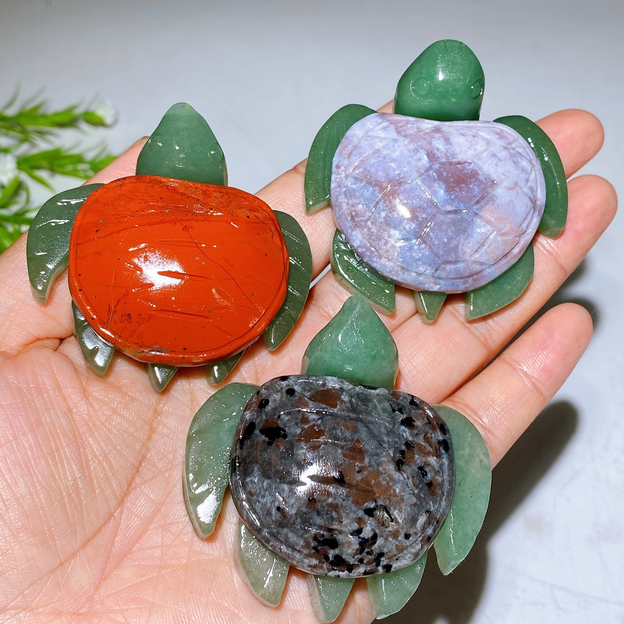 2.0-2.2" Crystal Turtle with Green Aventurine Base Healing Figurine - Image 6
