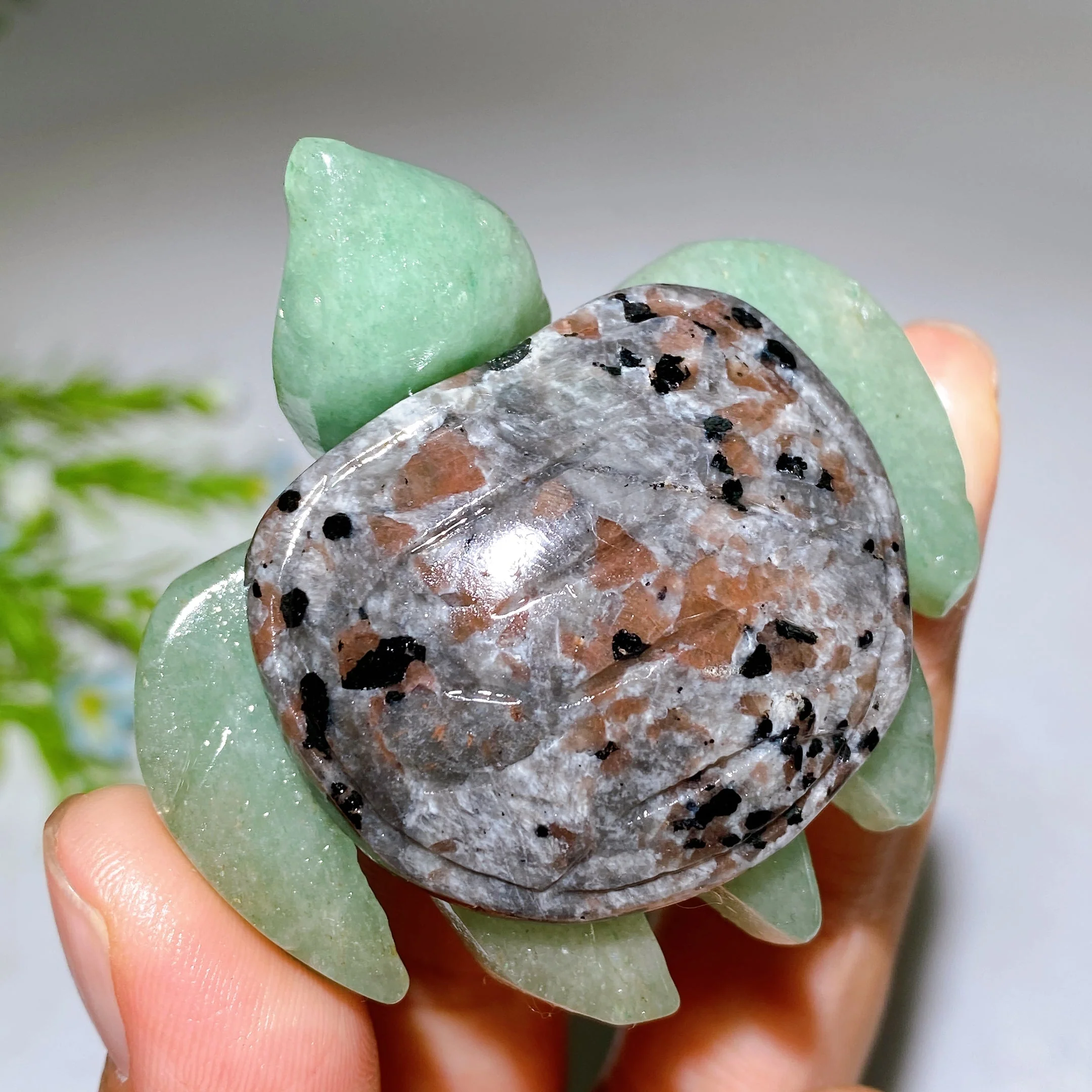 2.0-2.2" Crystal Turtle with Green Aventurine Base Healing Figurine - Image 8