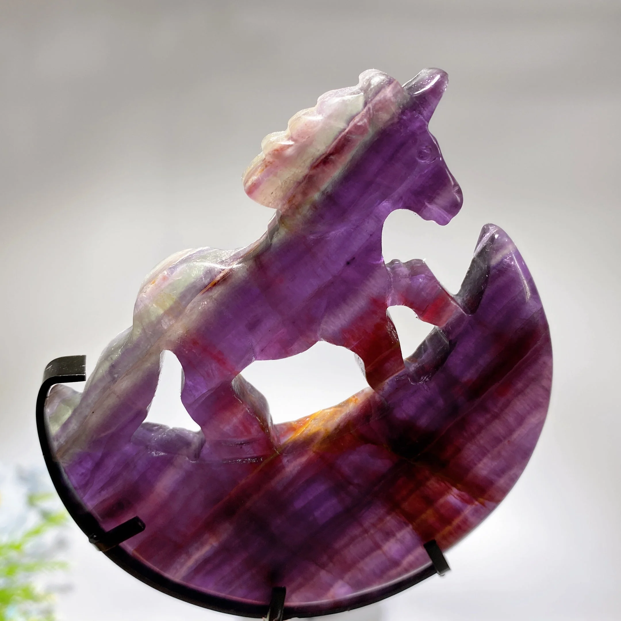 18cm Crystal Unicorn on Moon Carving Spiritual Figurine - Image 3