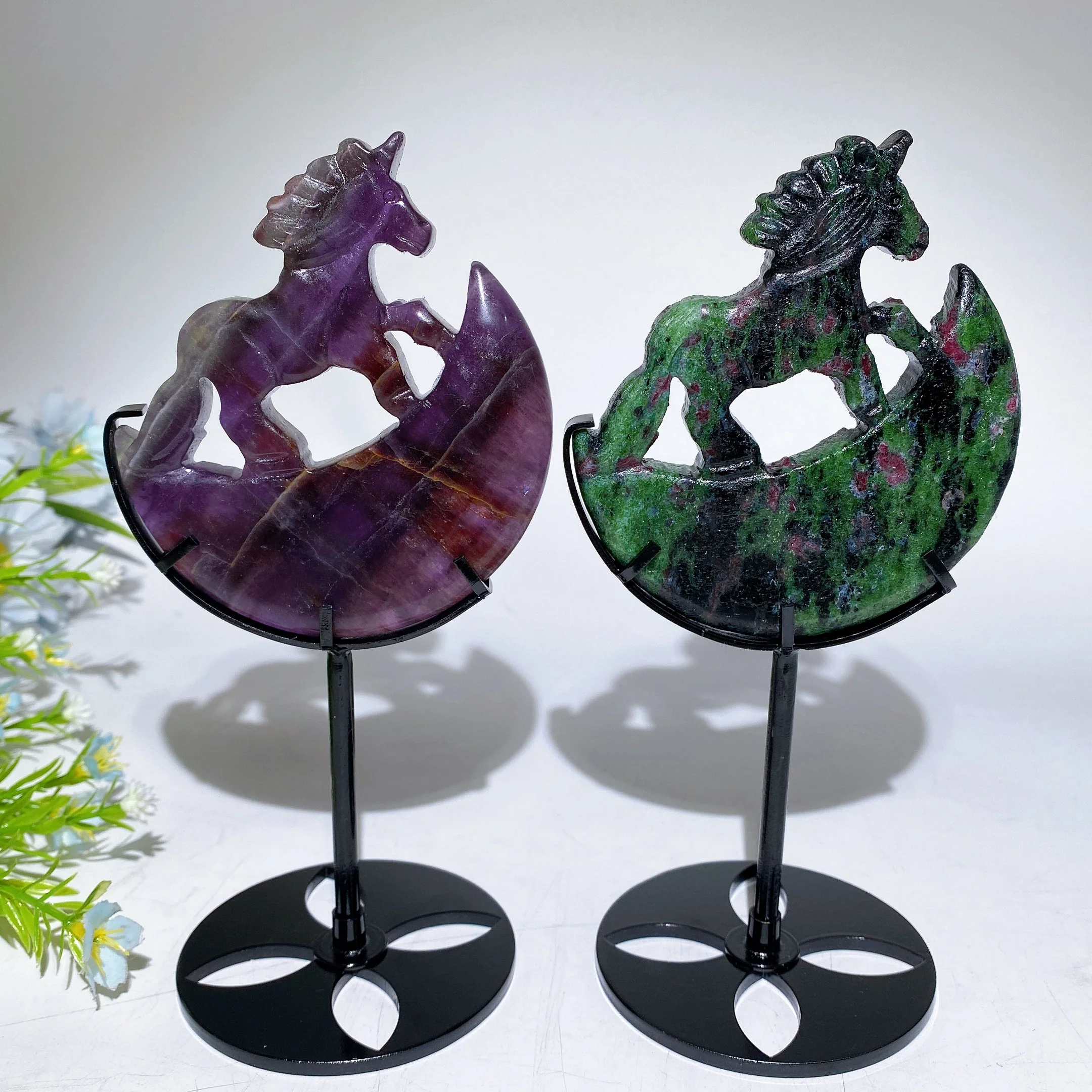 18cm Crystal Unicorn on Moon Carving Spiritual Figurine - Image 4