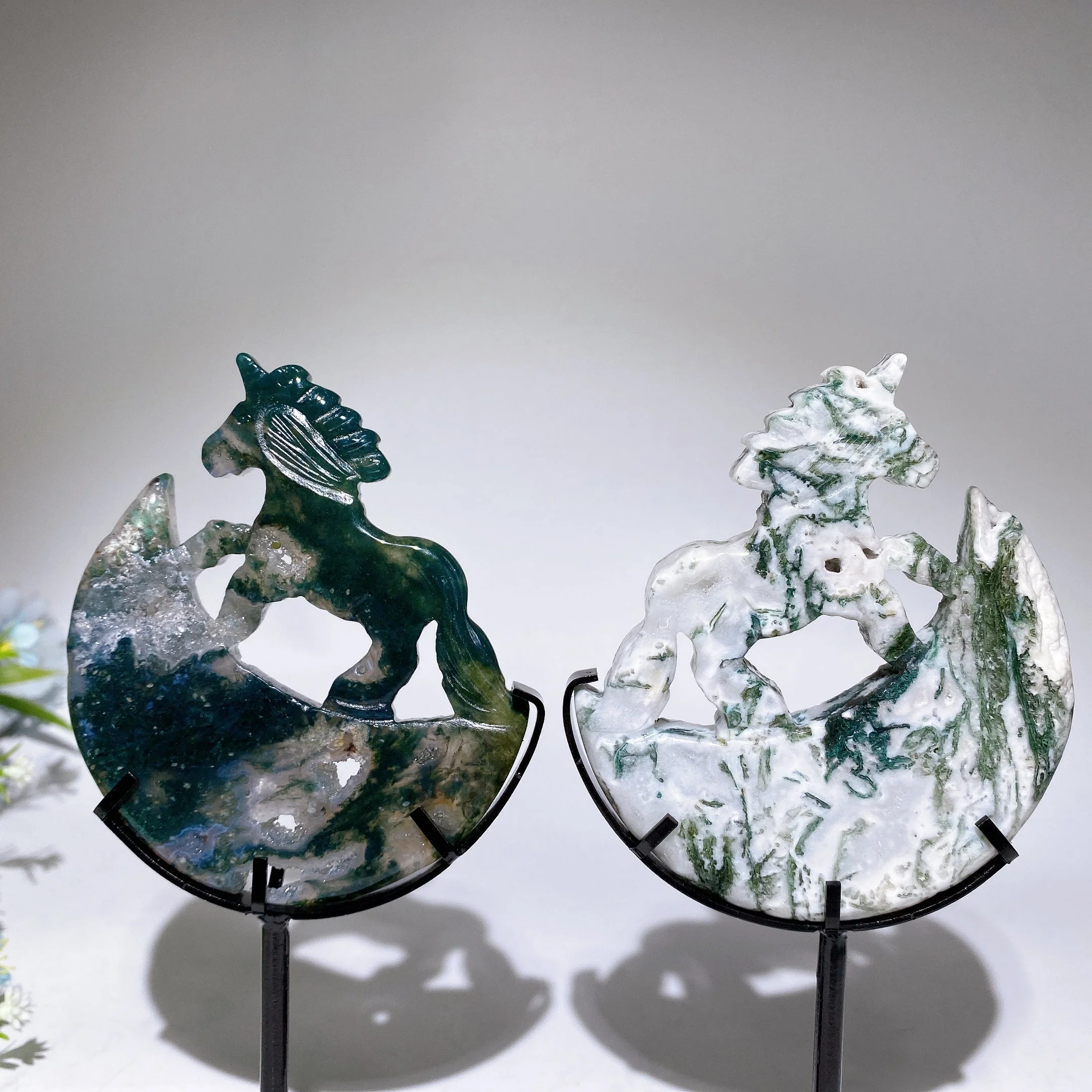 18cm Crystal Unicorn on Moon Carving Spiritual Figurine - Image 5