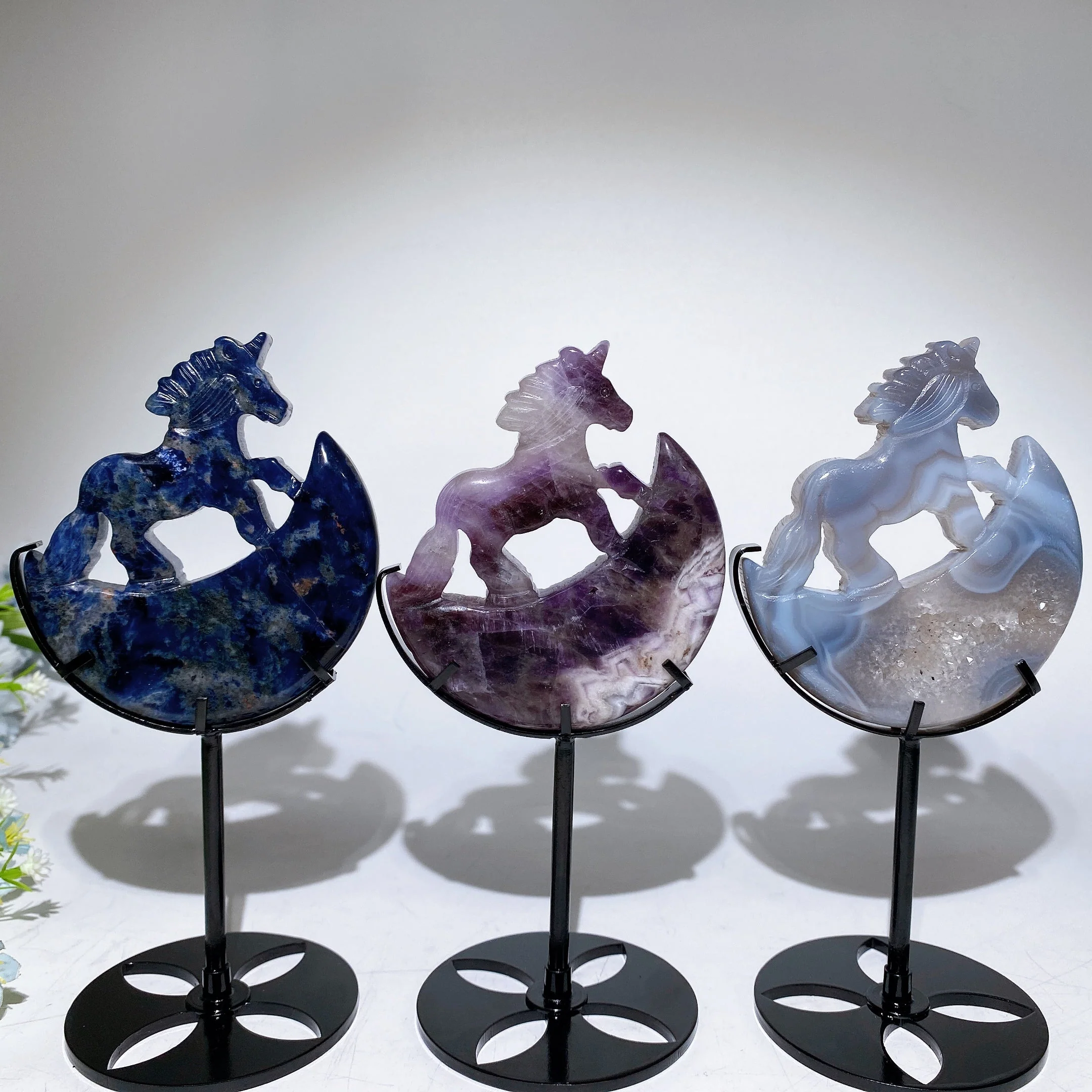 18cm Crystal Unicorn on Moon Carving Spiritual Figurine - Image 6