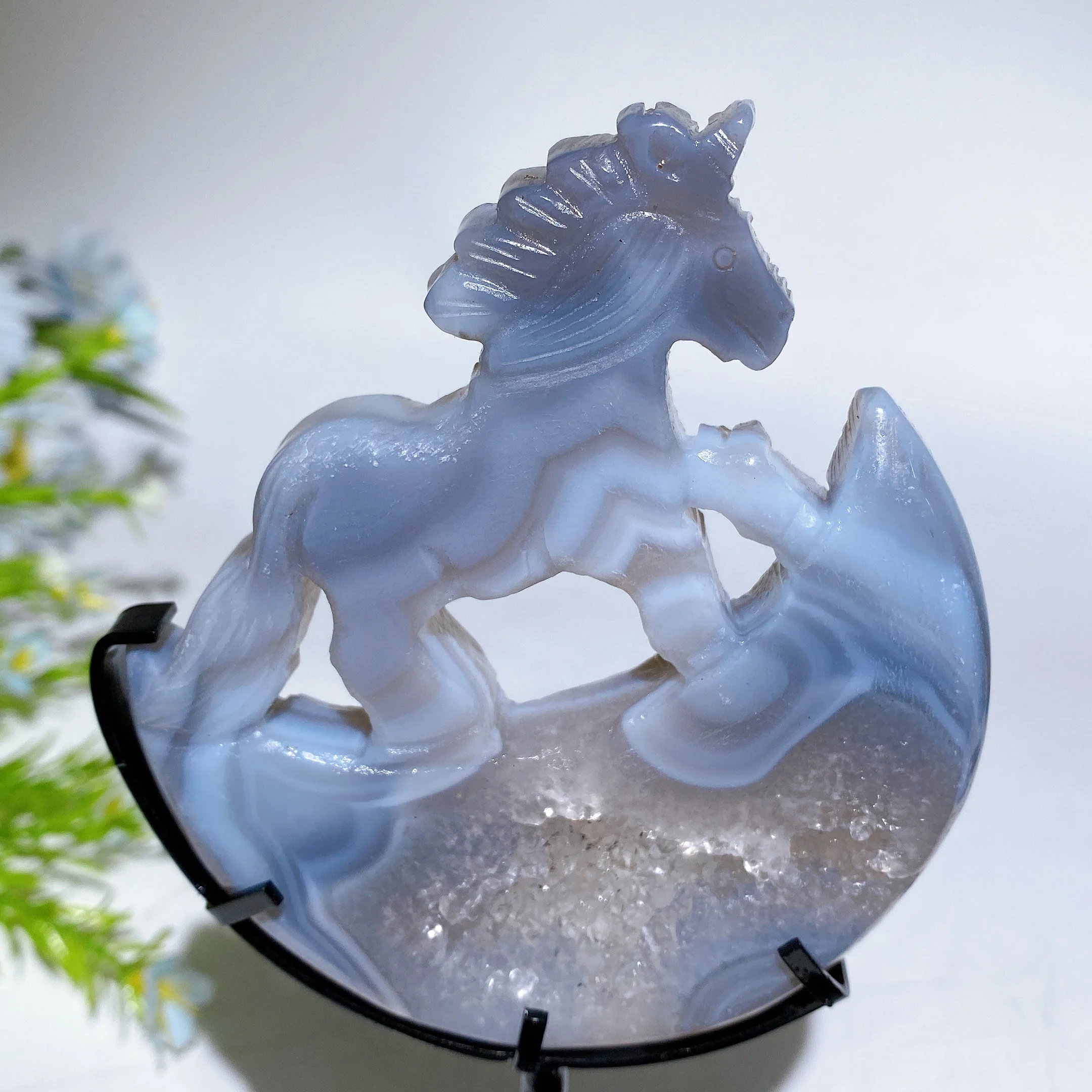 18cm Crystal Unicorn on Moon Carving Spiritual Figurine - Image 7