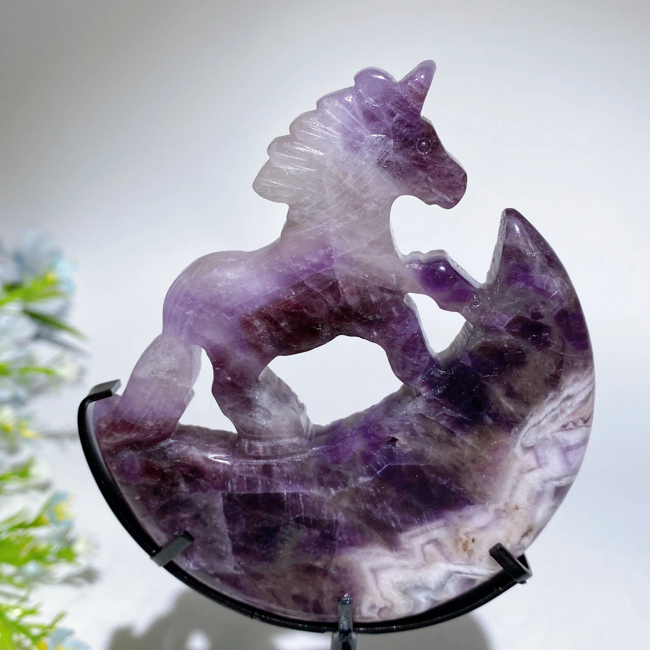 18cm Crystal Unicorn on Moon Carving Spiritual Figurine - Image 8