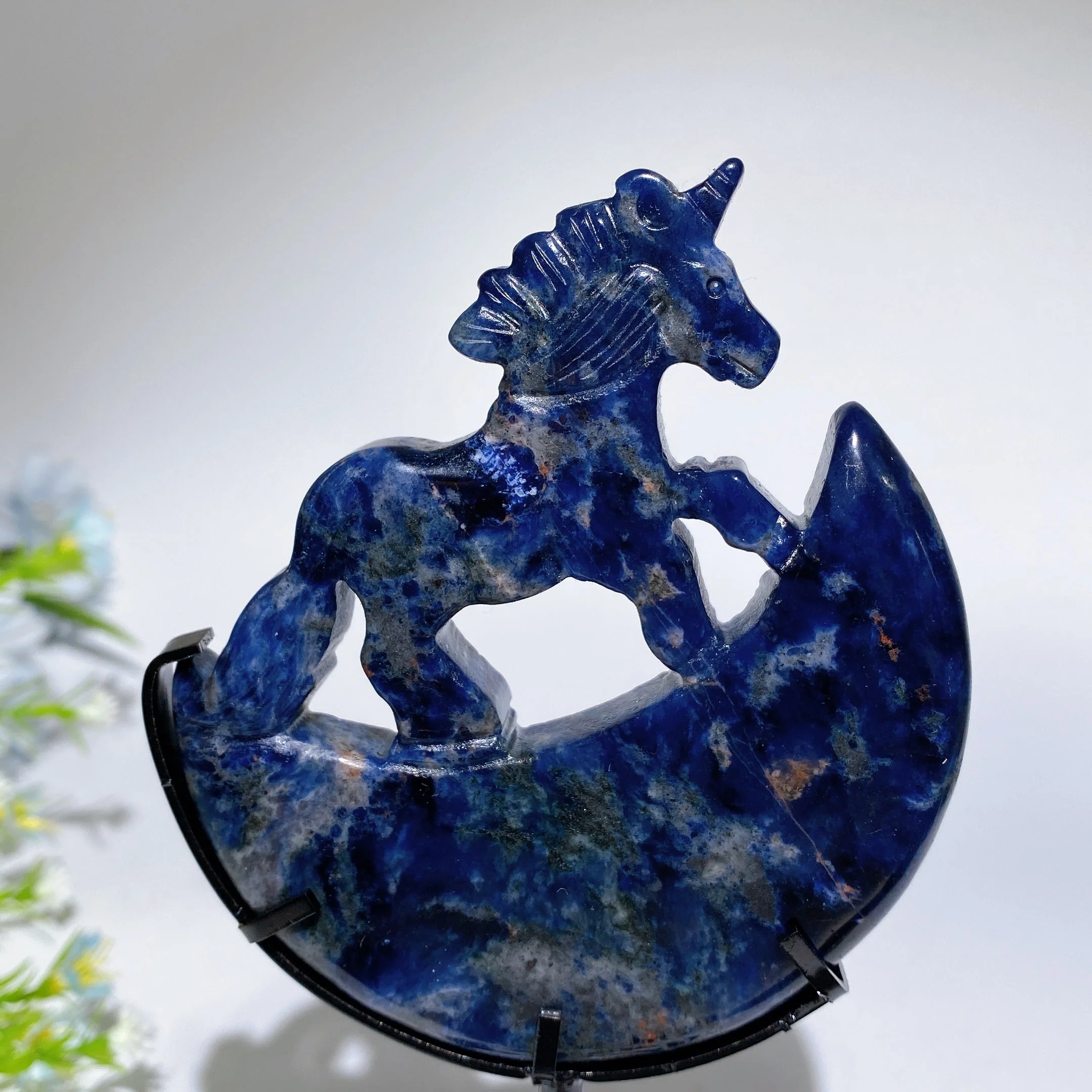 18cm Crystal Unicorn on Moon Carving Spiritual Figurine - Image 9