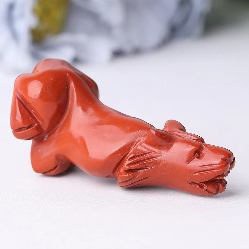 2.5 inch Crystal Wolf Carvings Hand-Carved Gemstone Figurines - Image 2