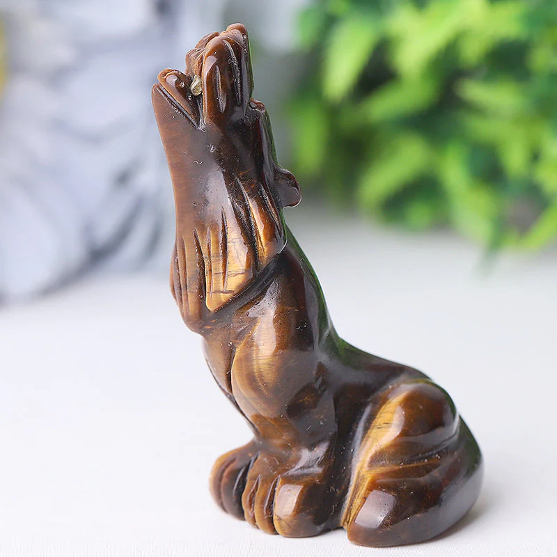 2.5 inch Crystal Wolf Carvings Hand-Carved Gemstone Figurines - Image 8