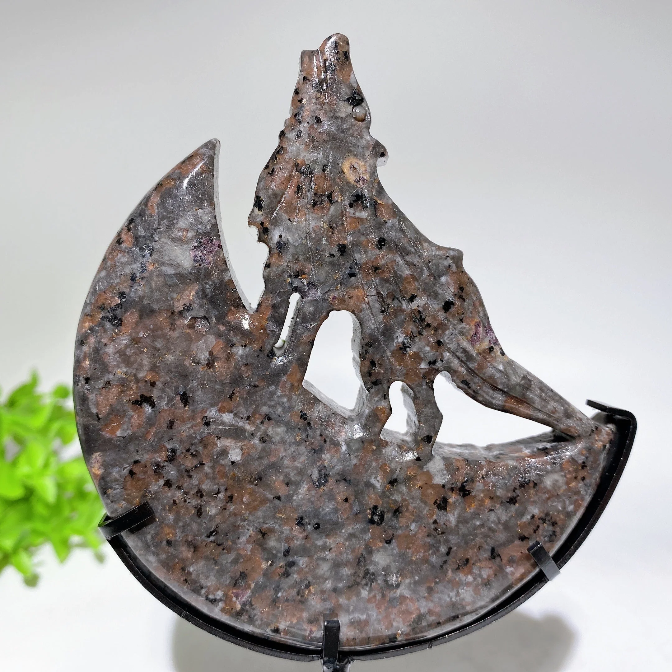 Crystal Wolf Carving on Moon Crystal Statue 4.2in - Image 11