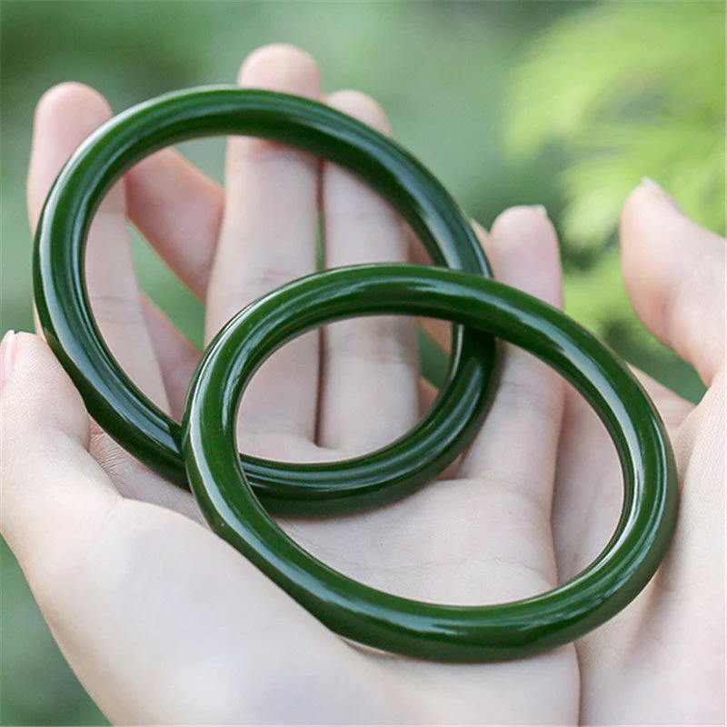 Longevity Cyan Jade Bangle Bracelet 56mm for Healing - Image 3