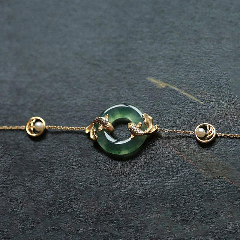 Cyan Jade Koi Fish Healing Harmony Bracelet - Image 12