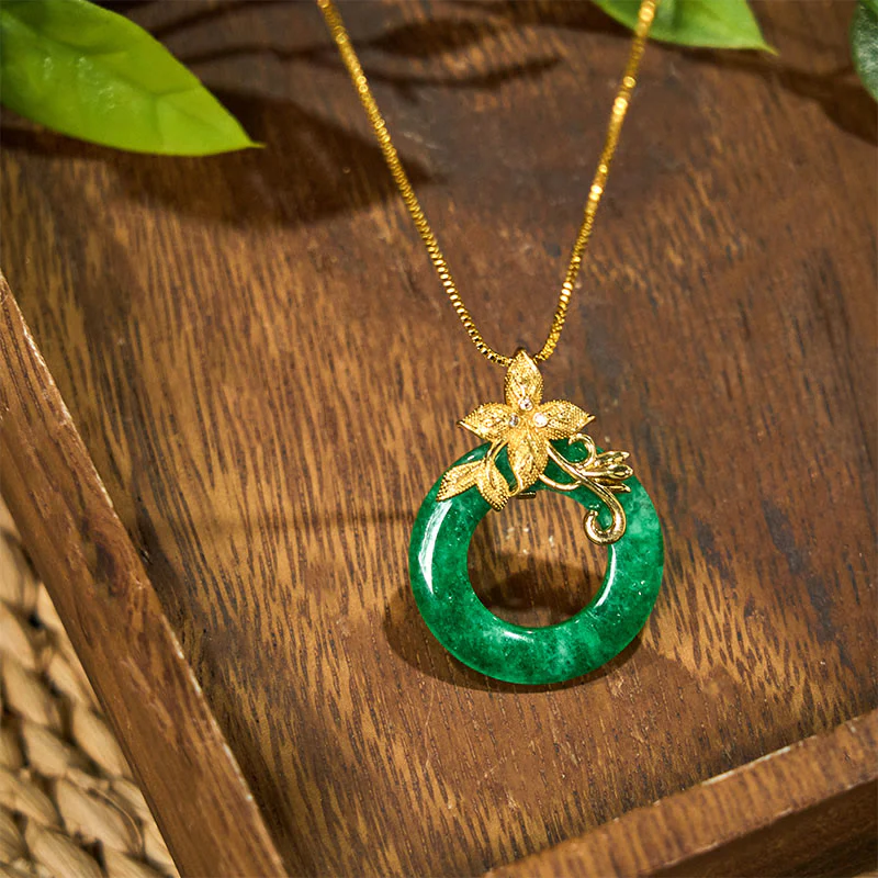 Cyan Jade Peace Buckle Healing Luck Necklace Pendant - Image 5
