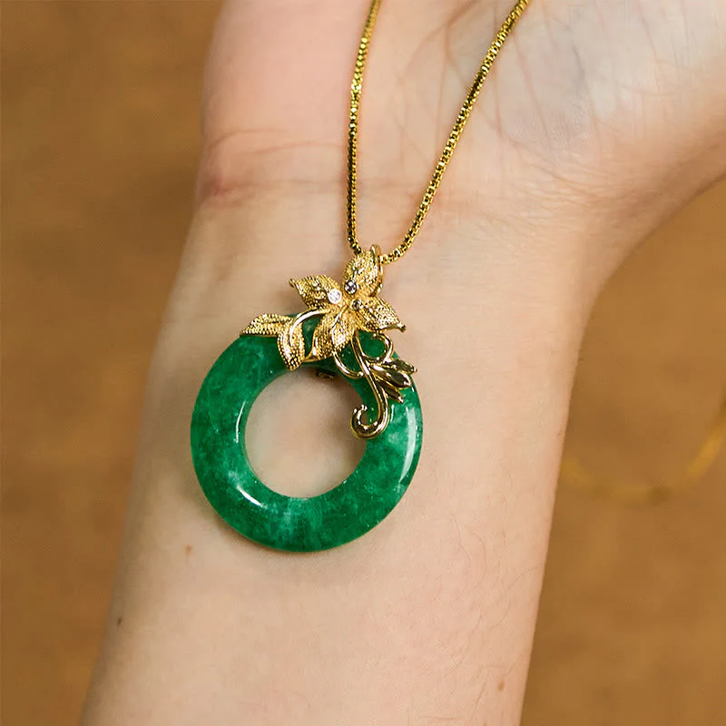 Cyan Jade Peace Buckle Healing Luck Necklace Pendant - Image 9